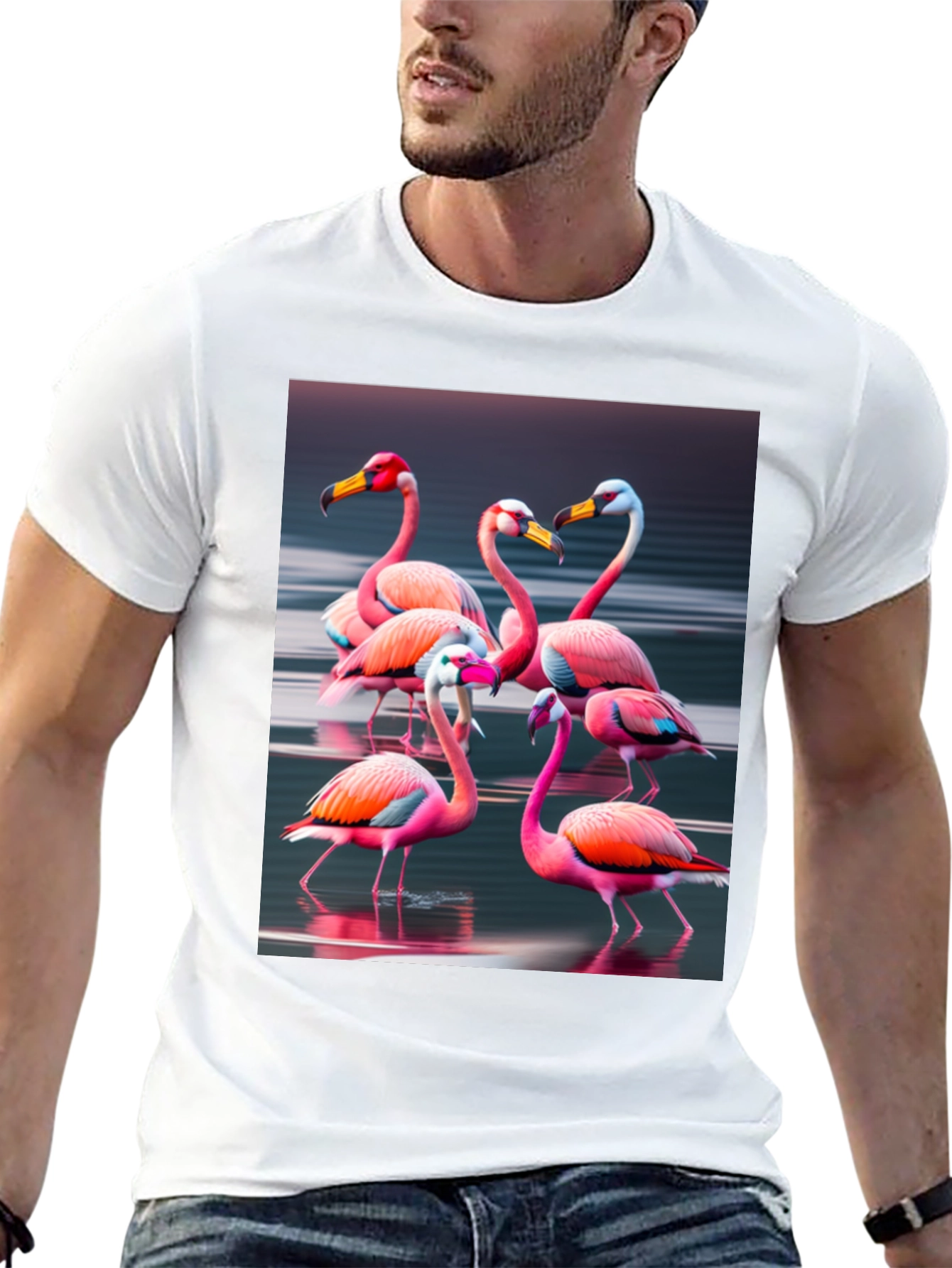 Black Flamingo Flock Graphic Tee - Black Cotton view 13