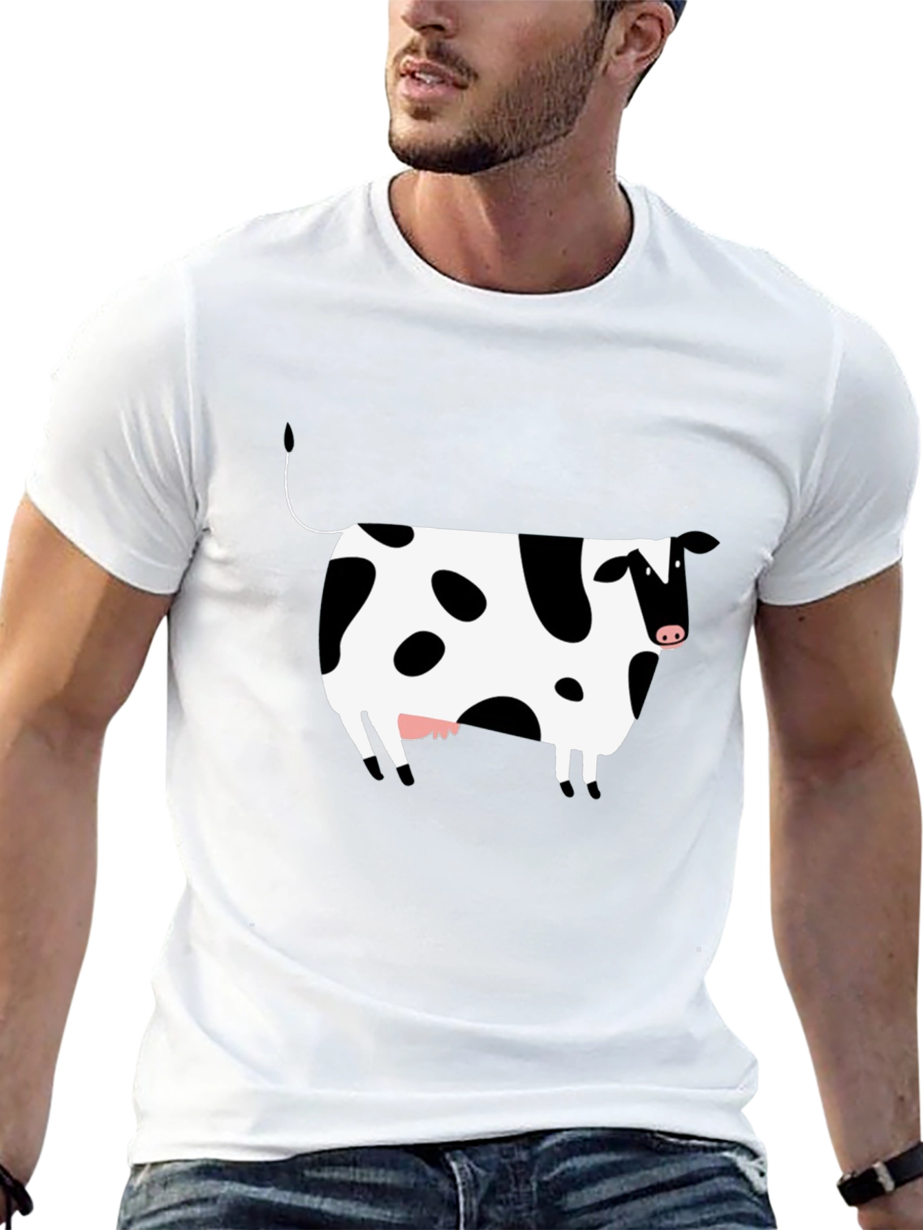 Black Black Cow Print T-Shirt - Unisex view 13
