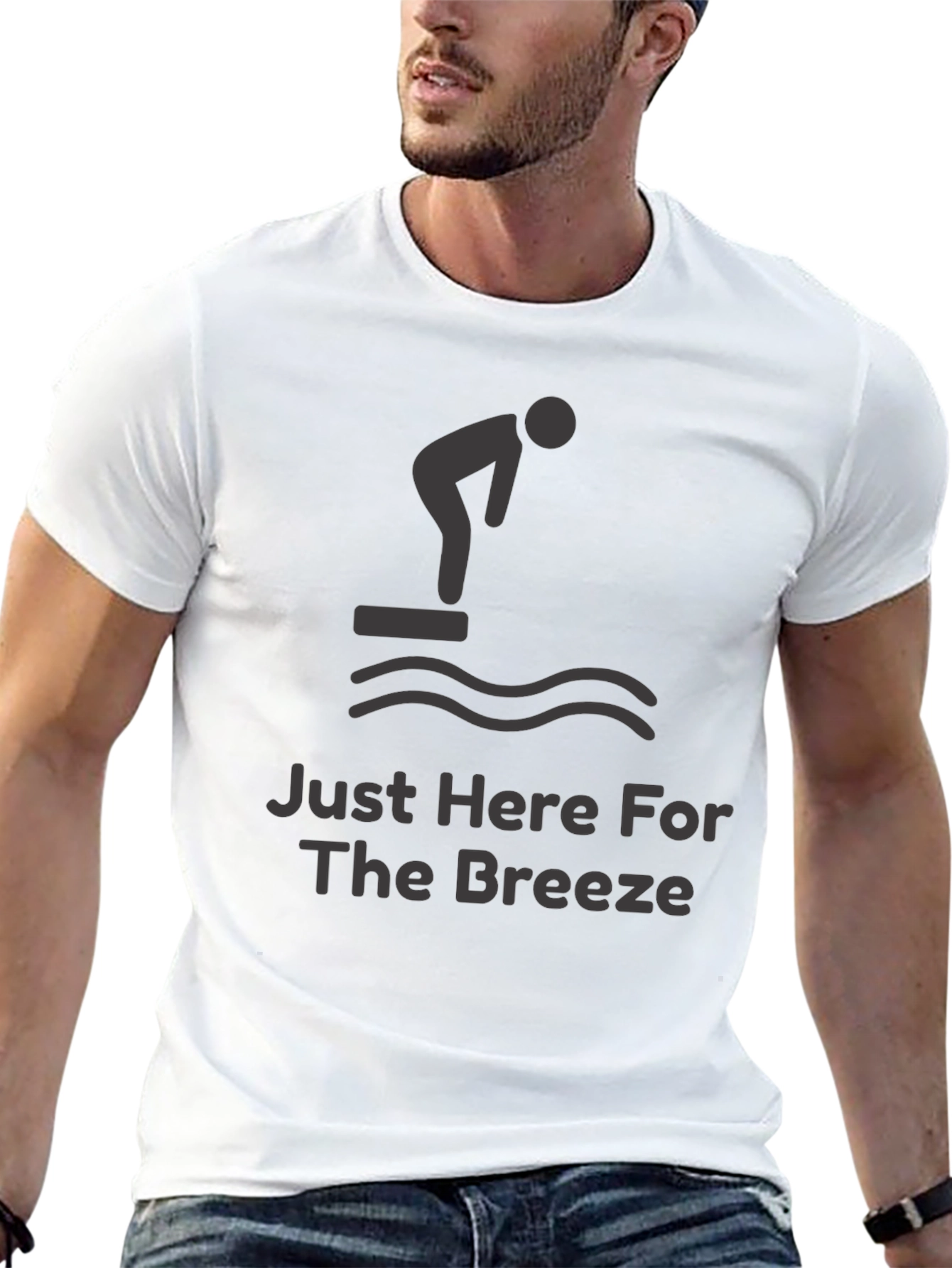 Black Just Here For The Breeze Funny Diver T-Shirt view 13