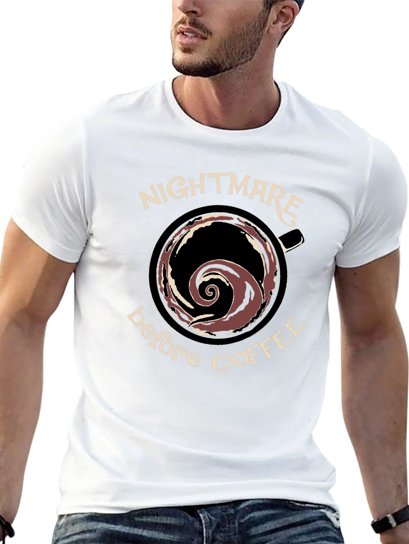 Black Nightmare Before Coffee Black Graphic T-Shirt view 13