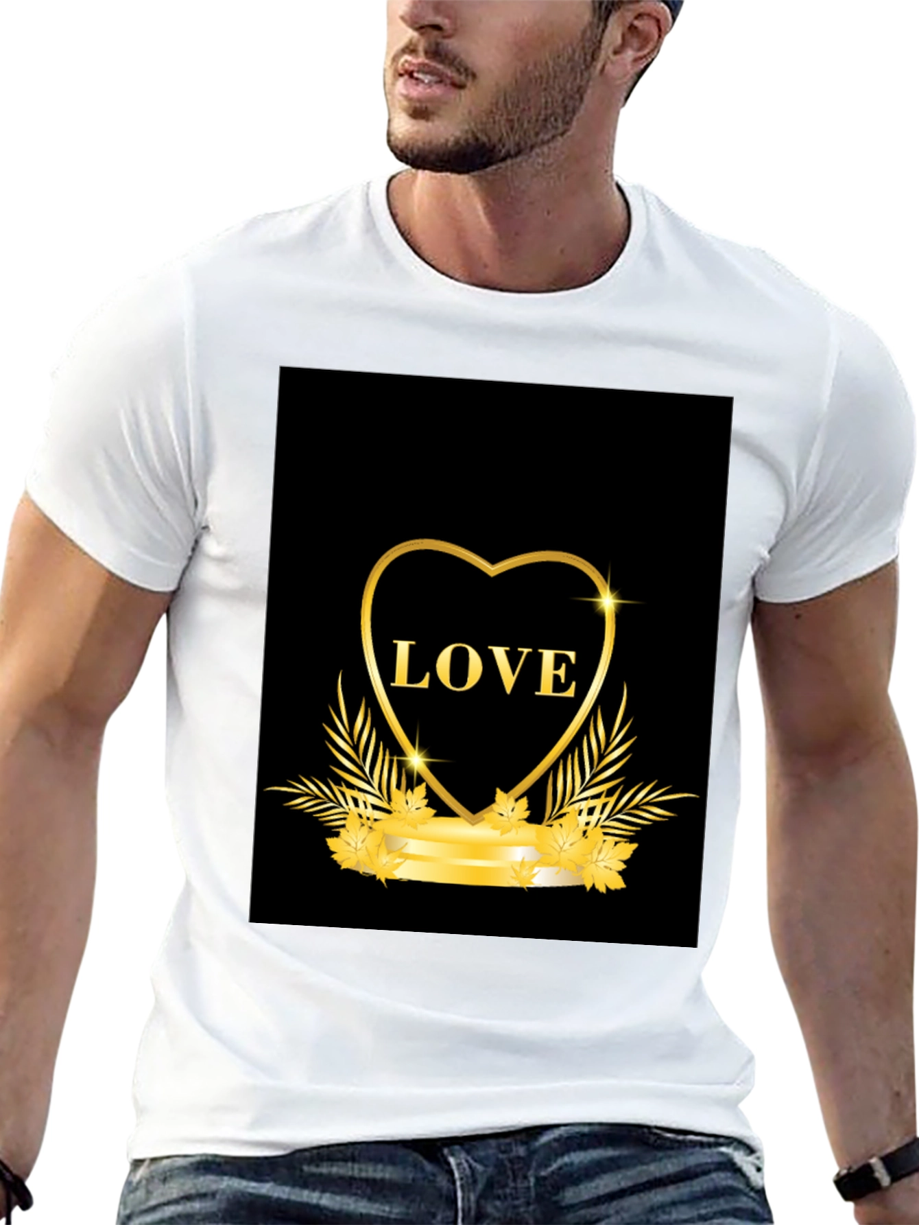 Black Love Heart Graphic Tee - Black Casual T-Shirt view 13