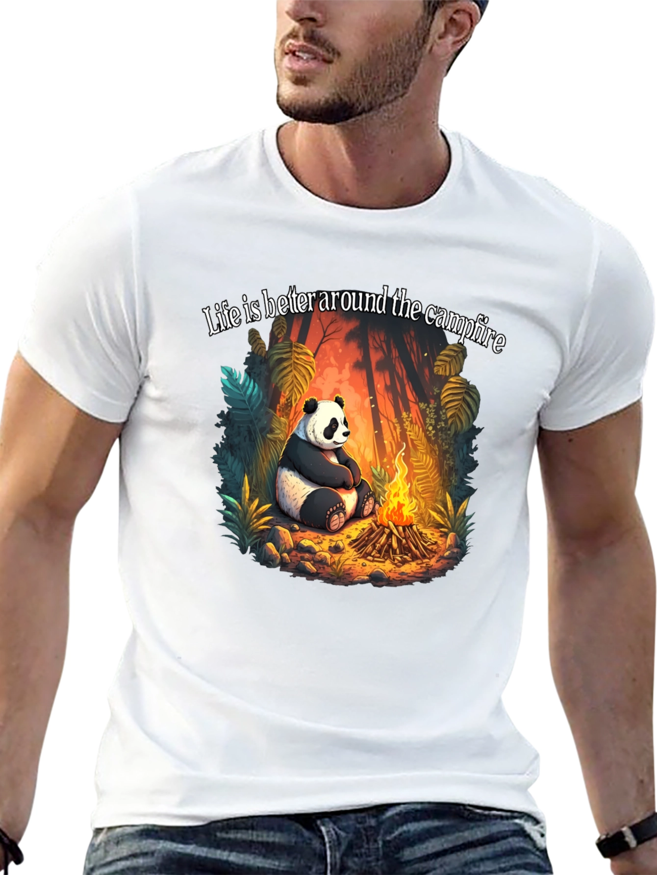 Black Panda Campfire Graphic Tee - Cozy Camping Style view 13