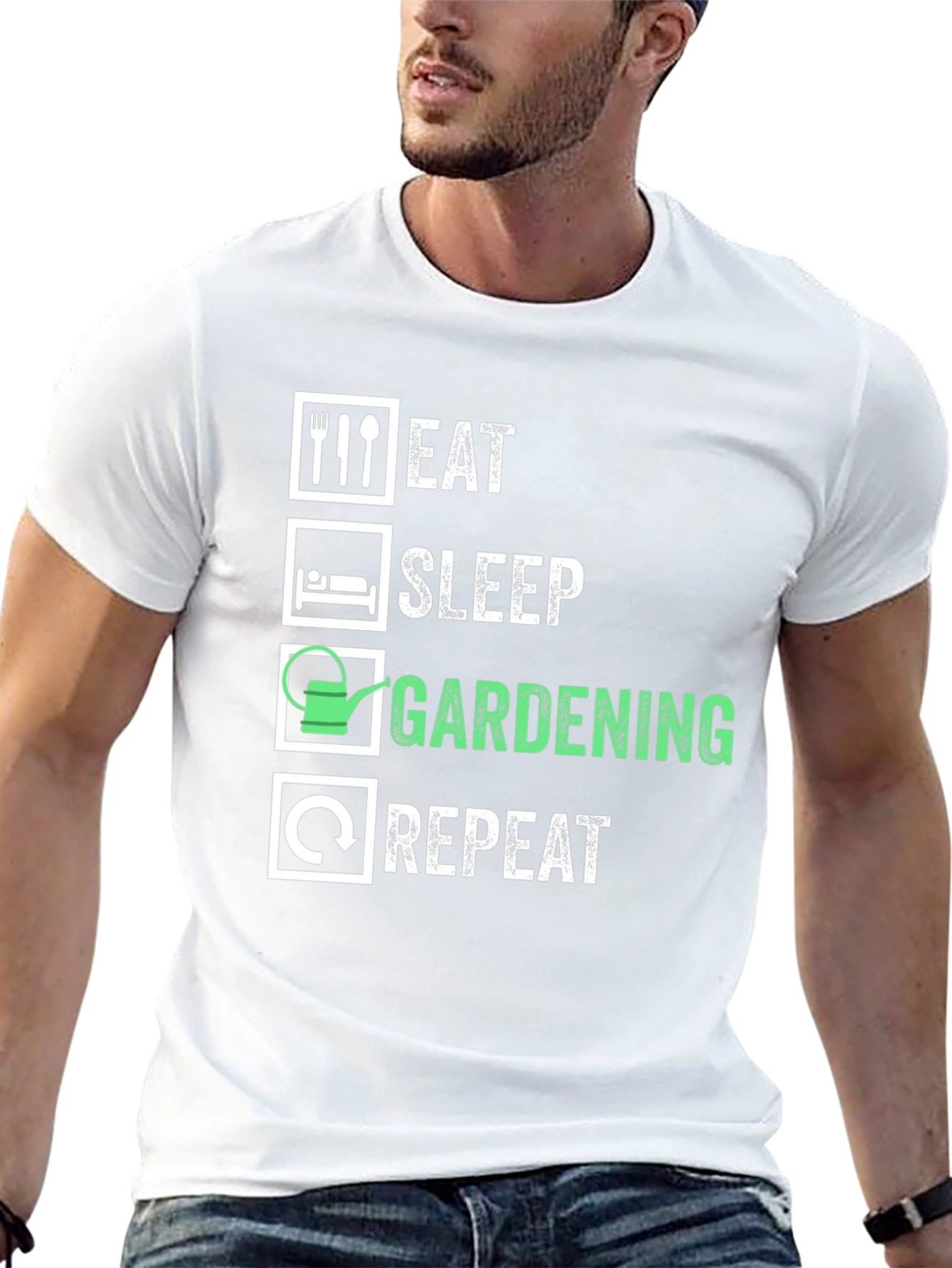 Eat Sleep Gardening Repeat Graphic Tee - Black - 13