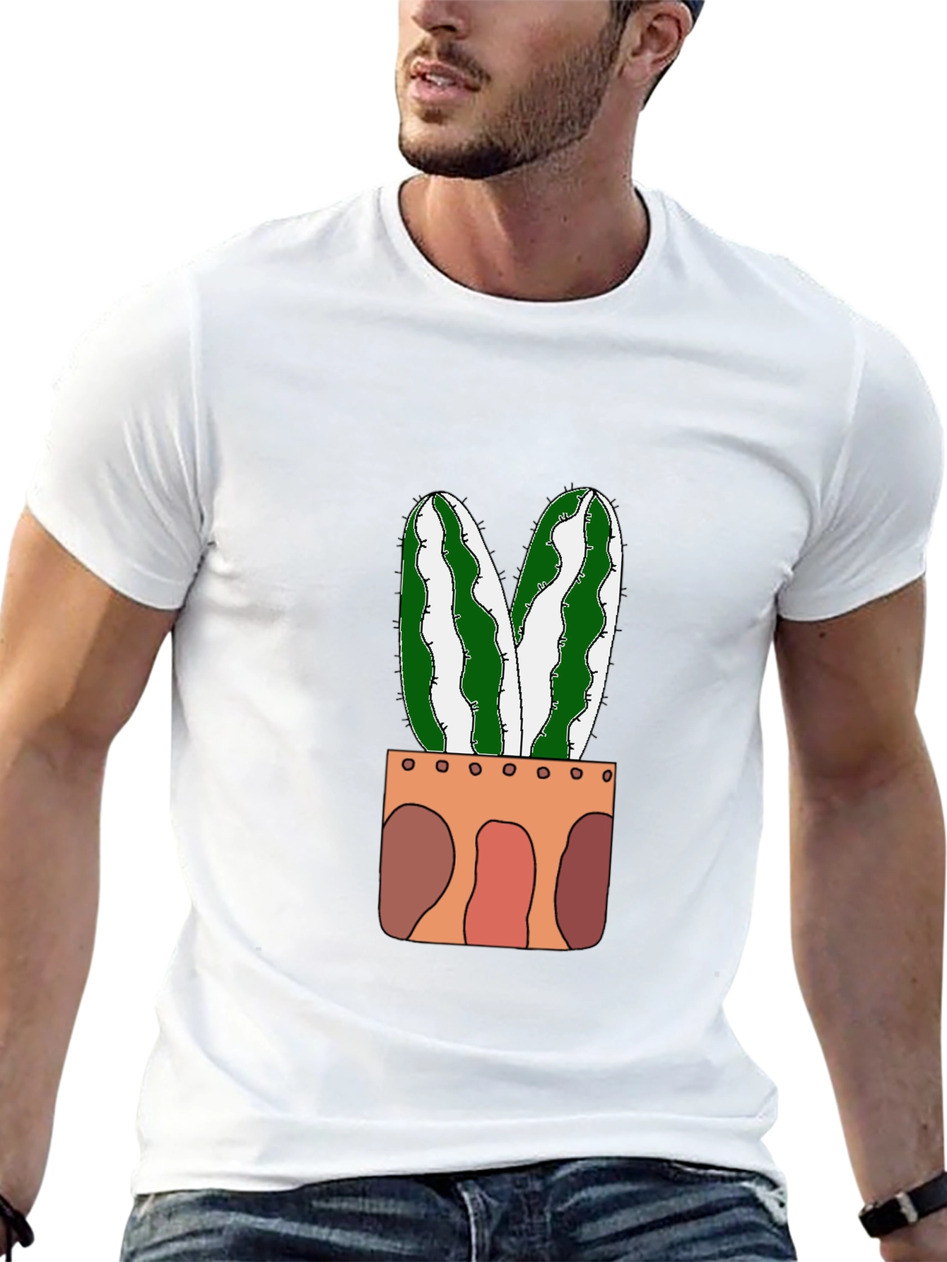Black Cactus Plant Graphic Tee - Trendy & Unique view 13