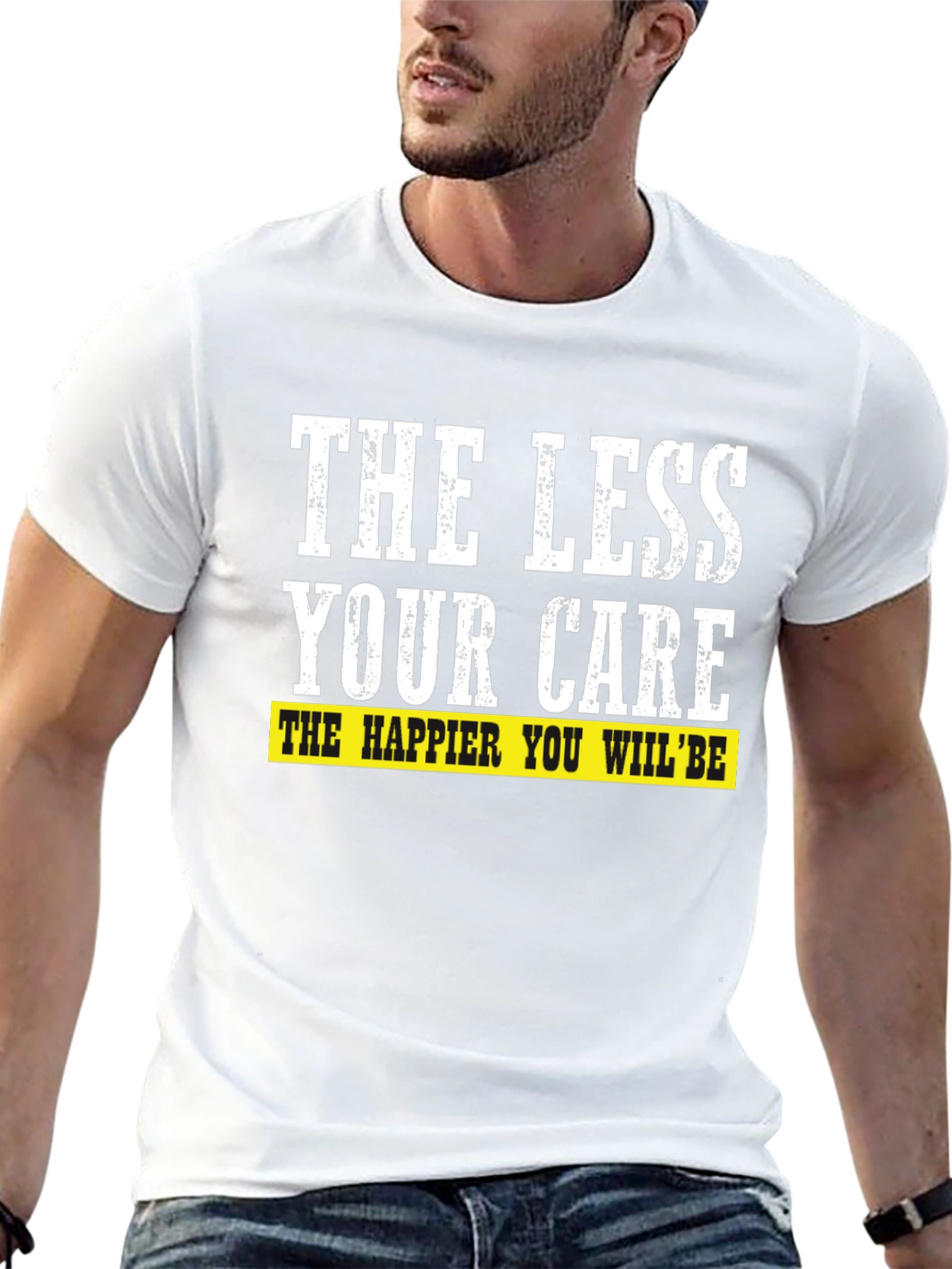 Black The Less Your Care Graphic Tee - Mens Black T-Shirt view 13