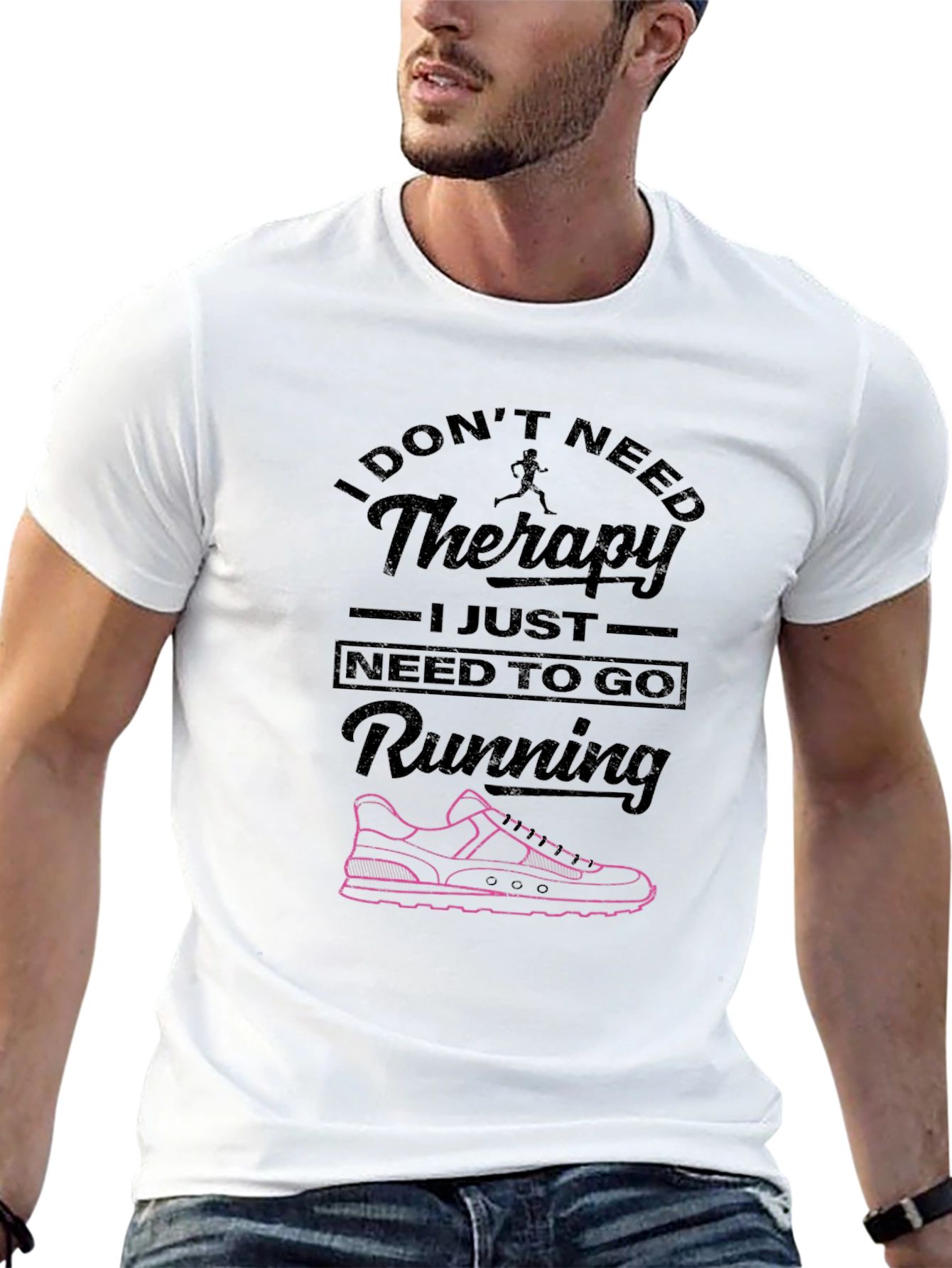 Black Running Therapy Black Graphic Tee view 13
