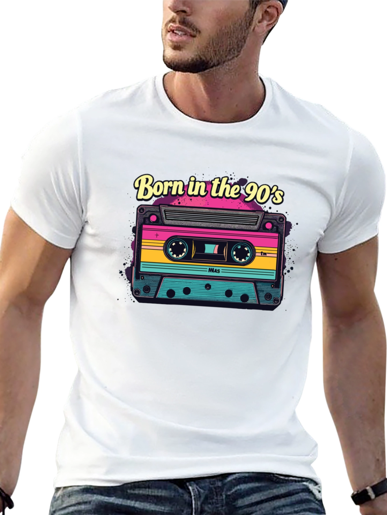 Black Born in the 90s Retro Cassette Tape T-Shirt view 13