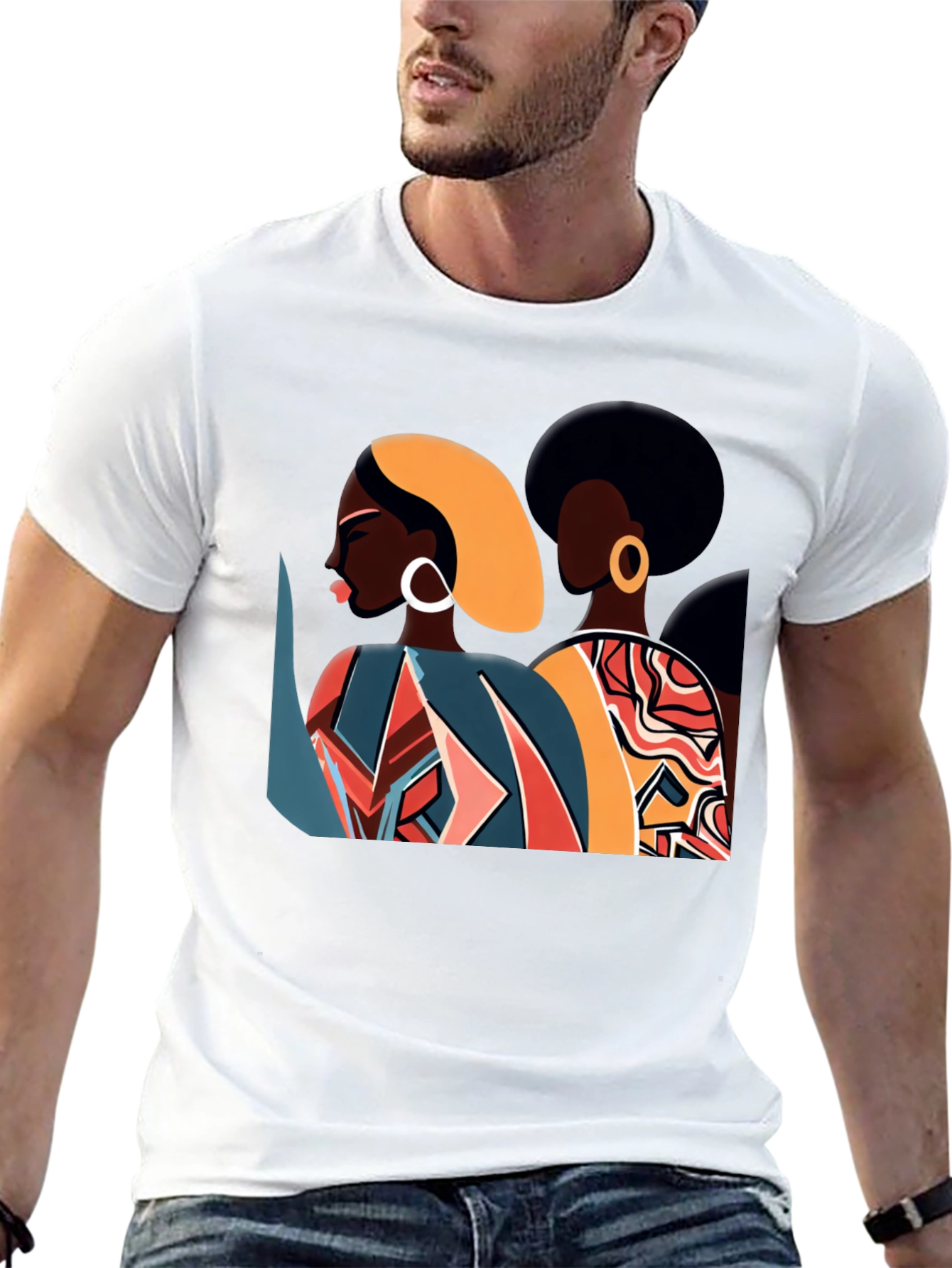Black Retro Afro Women Graphic Tee - Stylish Black T-Shirt view 13