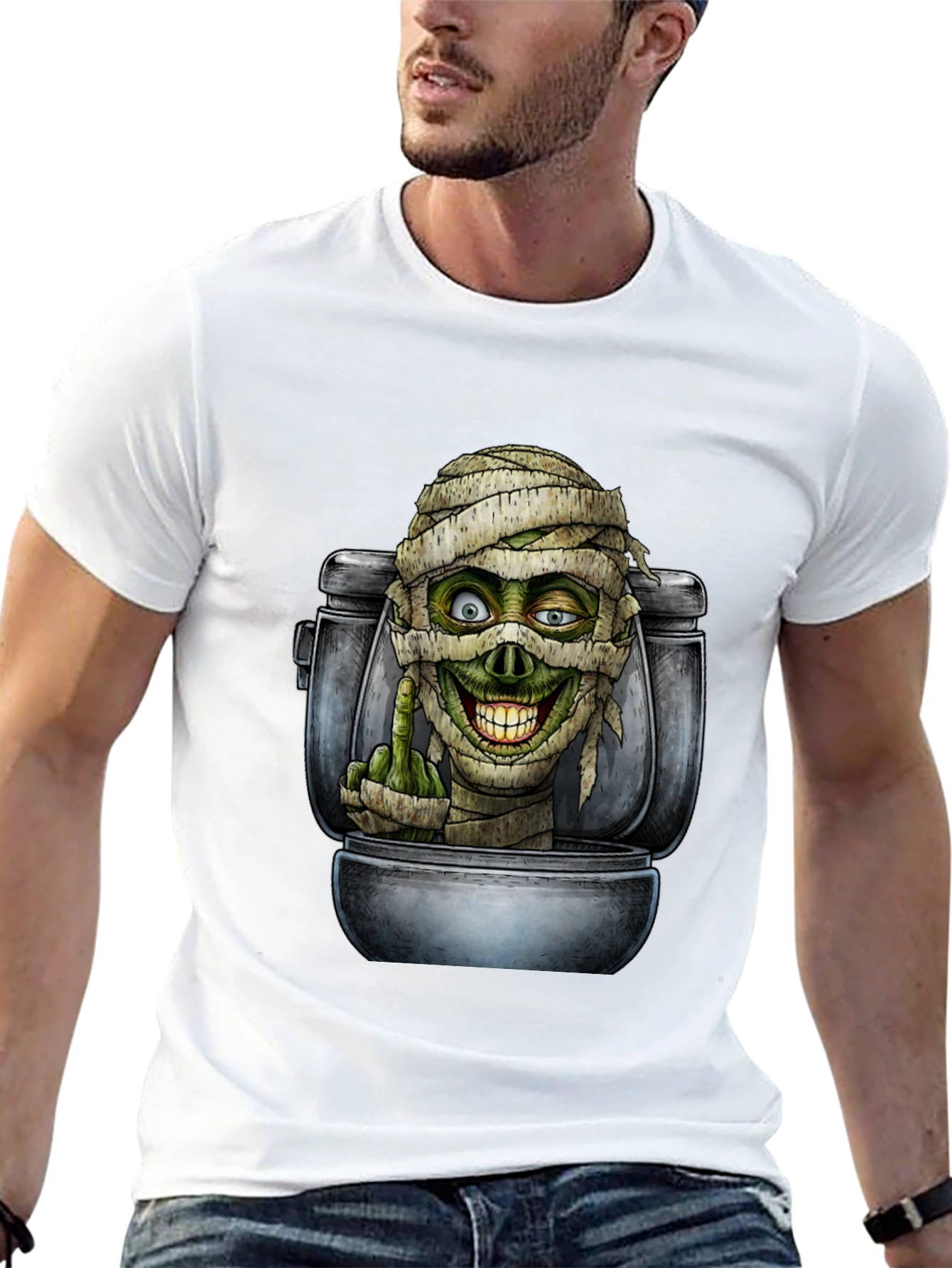Black Toilet Mummy Graphic T-Shirt view 13