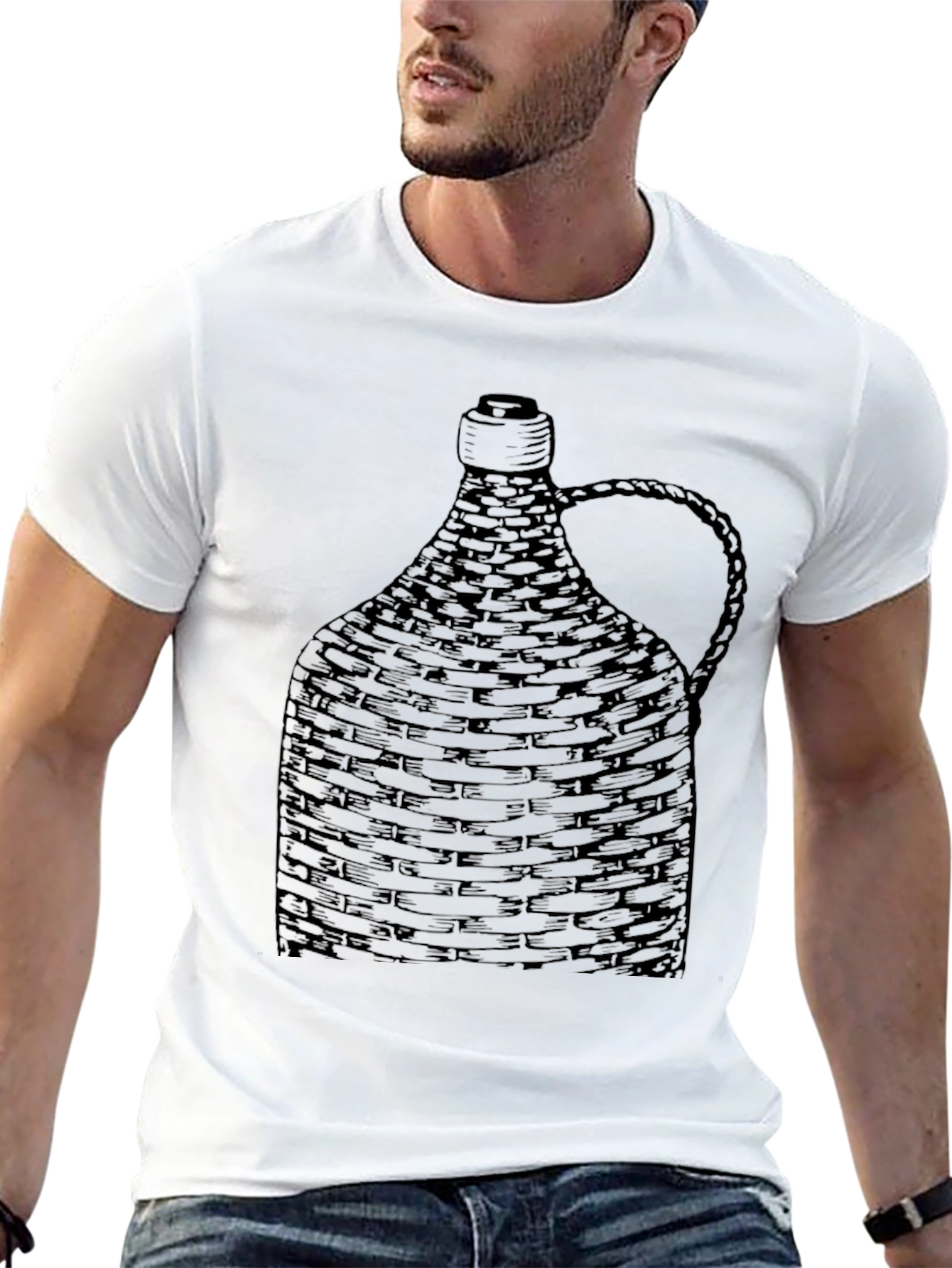 Black Woven Bottle Design Black T-Shirt view 13
