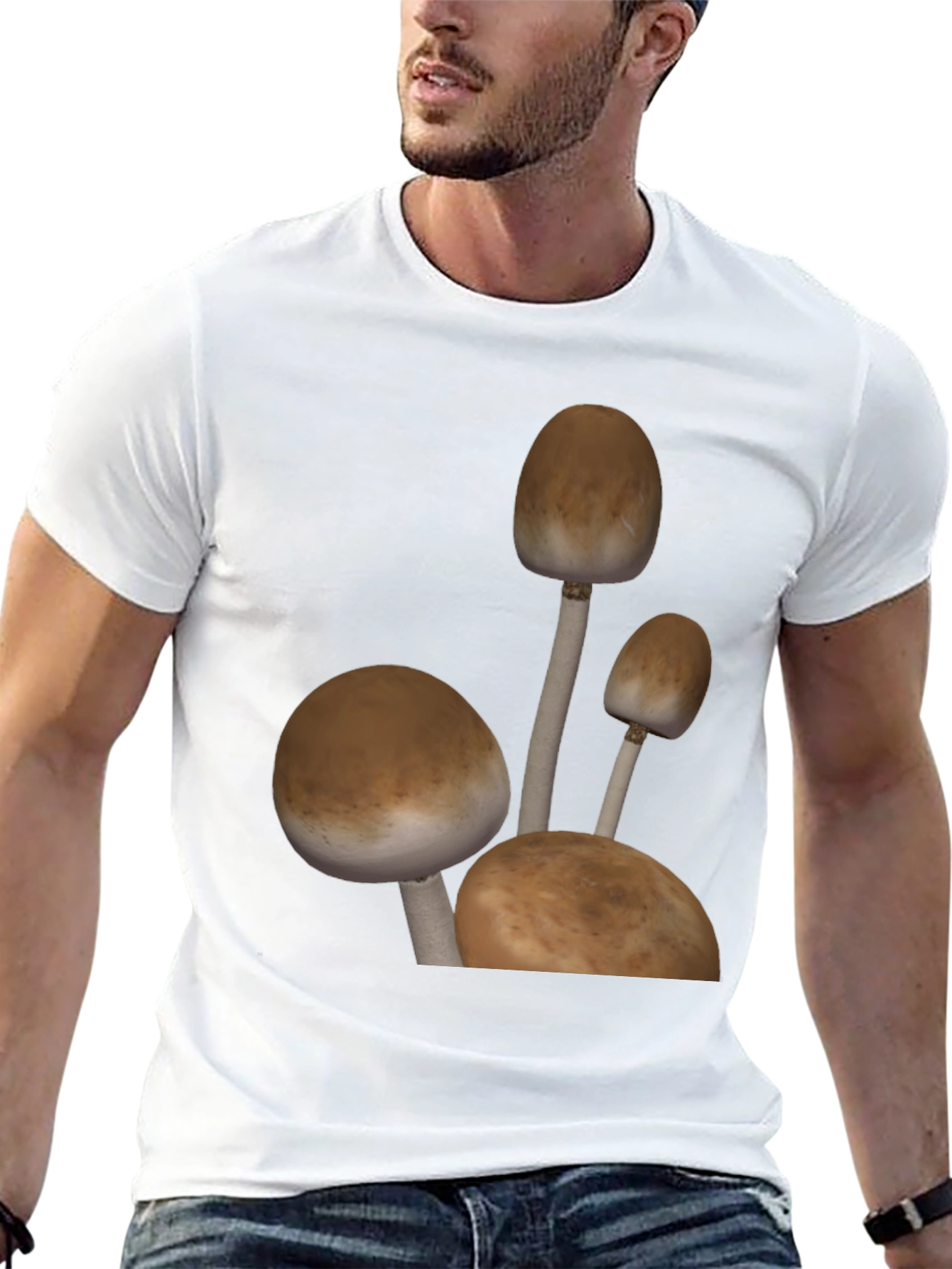 Black Mushroom Graphic Tee - Black Cotton Blend view 13