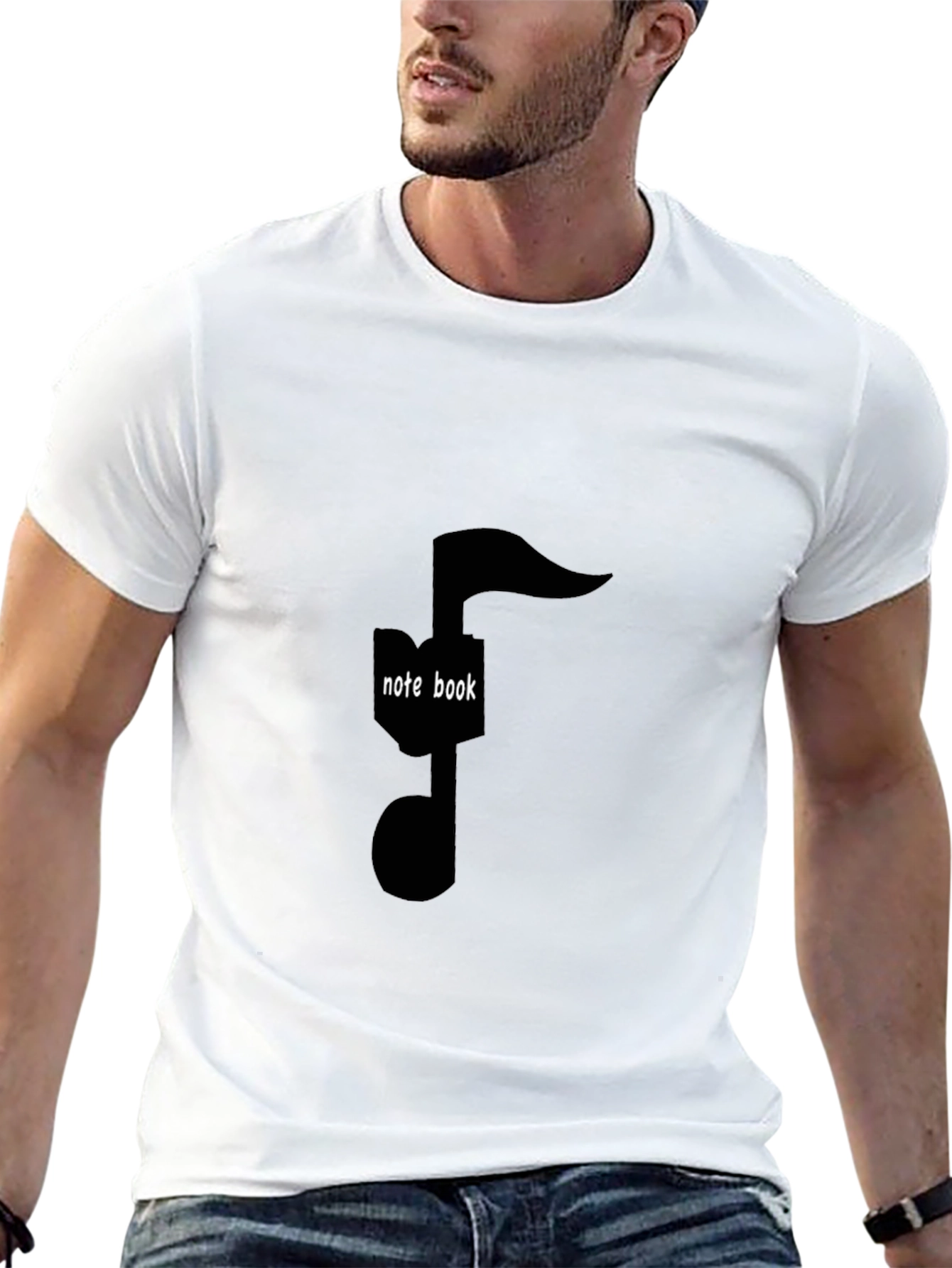 Black Musical Note 'Notebook' Graphic Tee - Stylish Black T-Shirt view 13