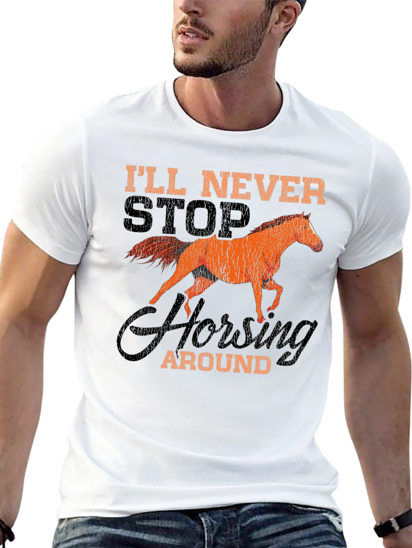 Black I'll Never Stop Horsing Around T-Shirt view 13