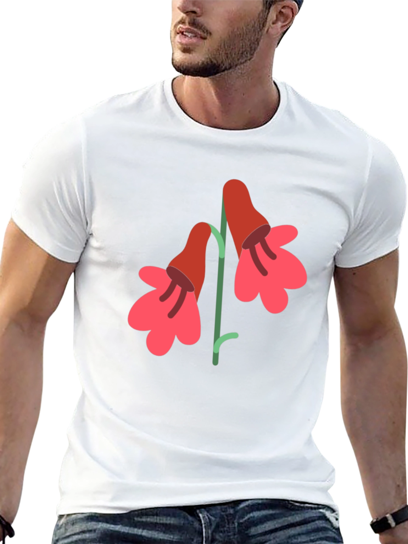 Black Floral Graphic Print Men's T-Shirt view 13