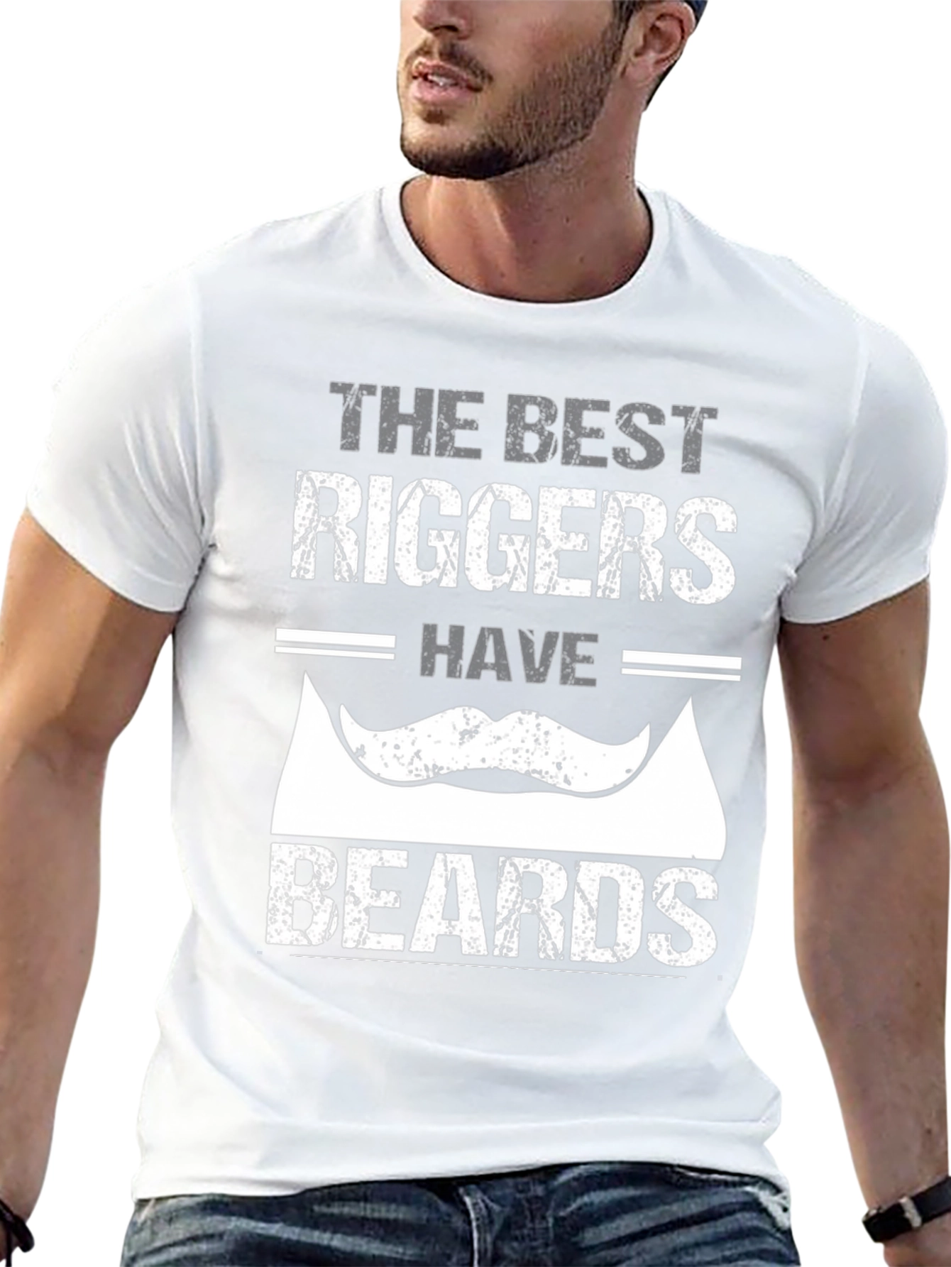 Black Best Riggers Have Beards Graphic T-Shirt view 13