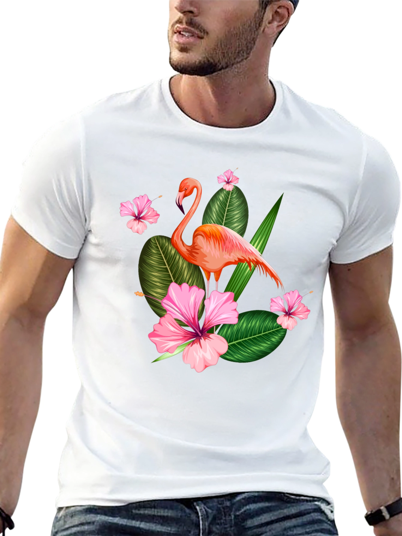 Black Tropical Flamingo Graphic T-Shirt view 13