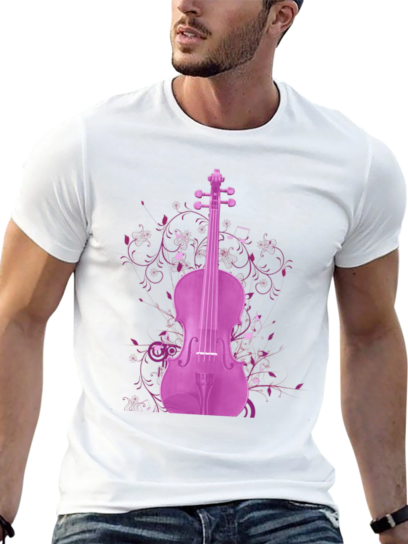 Black Musical Violin Graphic Tee - Black view 13
