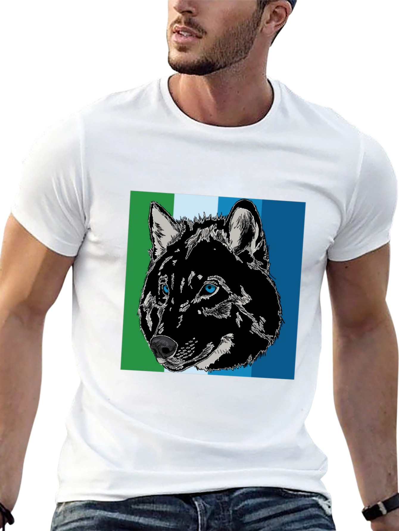 Black Wolf Graphic Print Black T-Shirt view 13