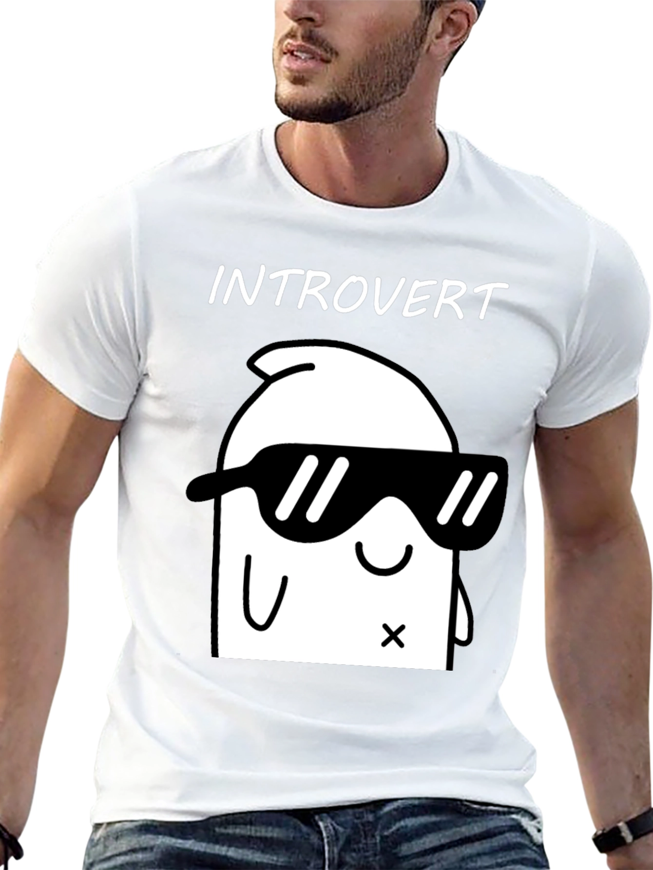 Black Introvert Graphic T-Shirt - Cool & Comfy Black Tee view 13