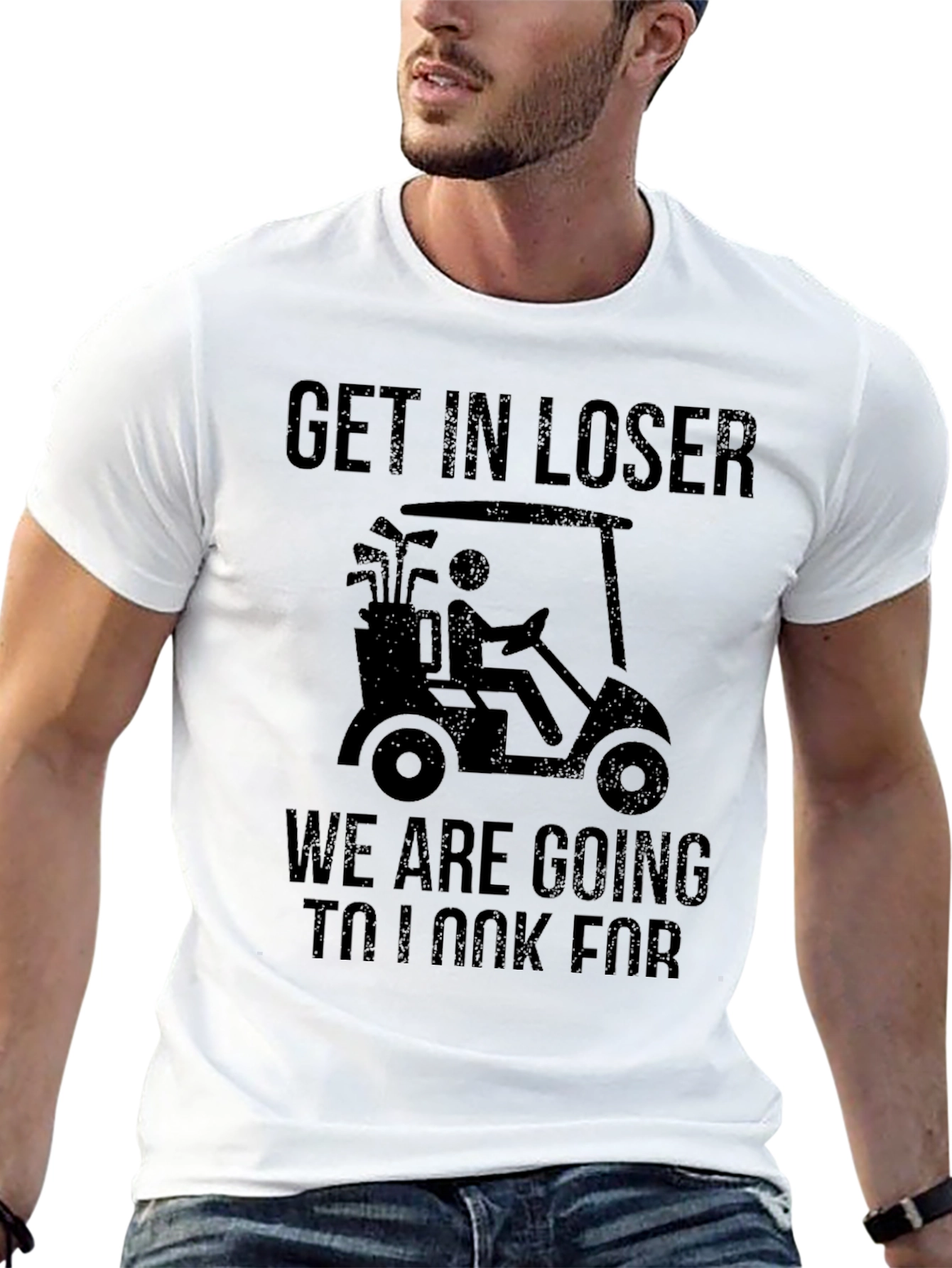 Black Funny Golfing T-Shirt: Get In Loser view 13
