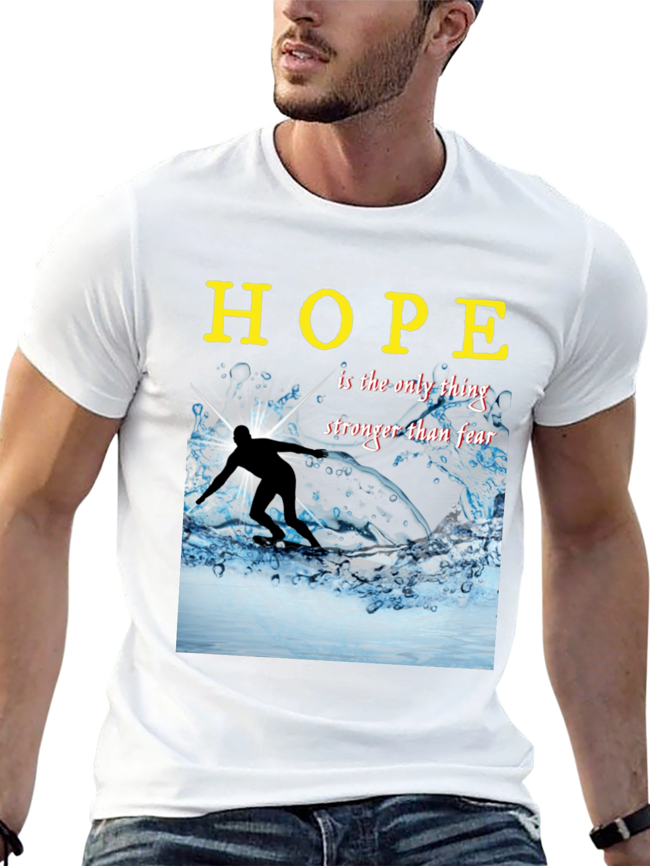 Black Hope Surfing Graphic Tee - Inspirational Unisex Shirt view 13