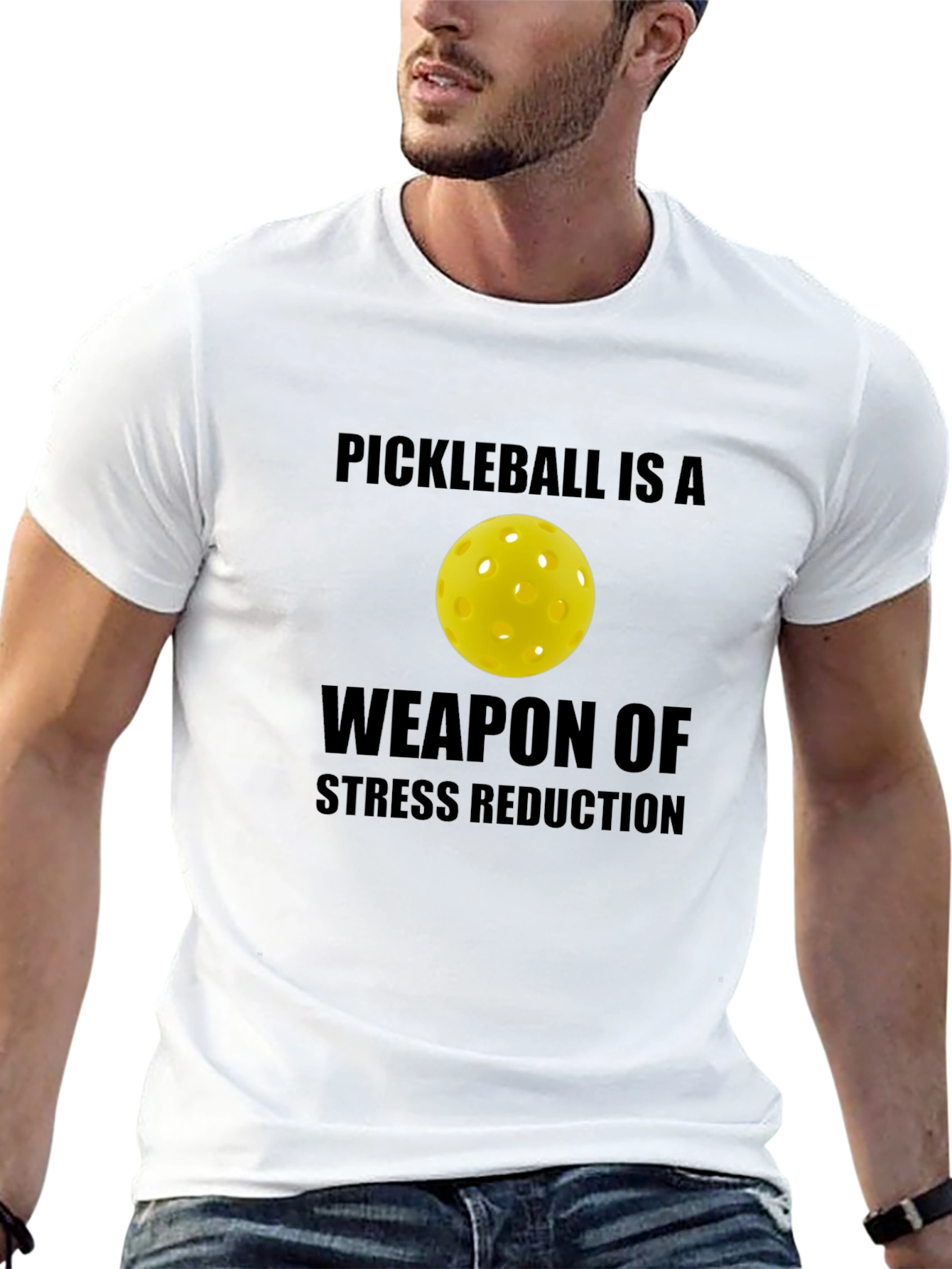 Black Pickleball Stress Reduction T-Shirt view 13