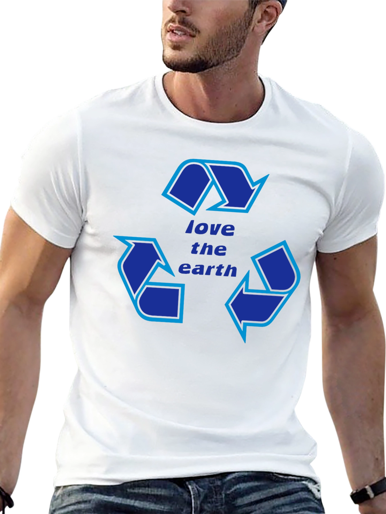 Black Love the Earth Recycle Symbol T-Shirt view 13
