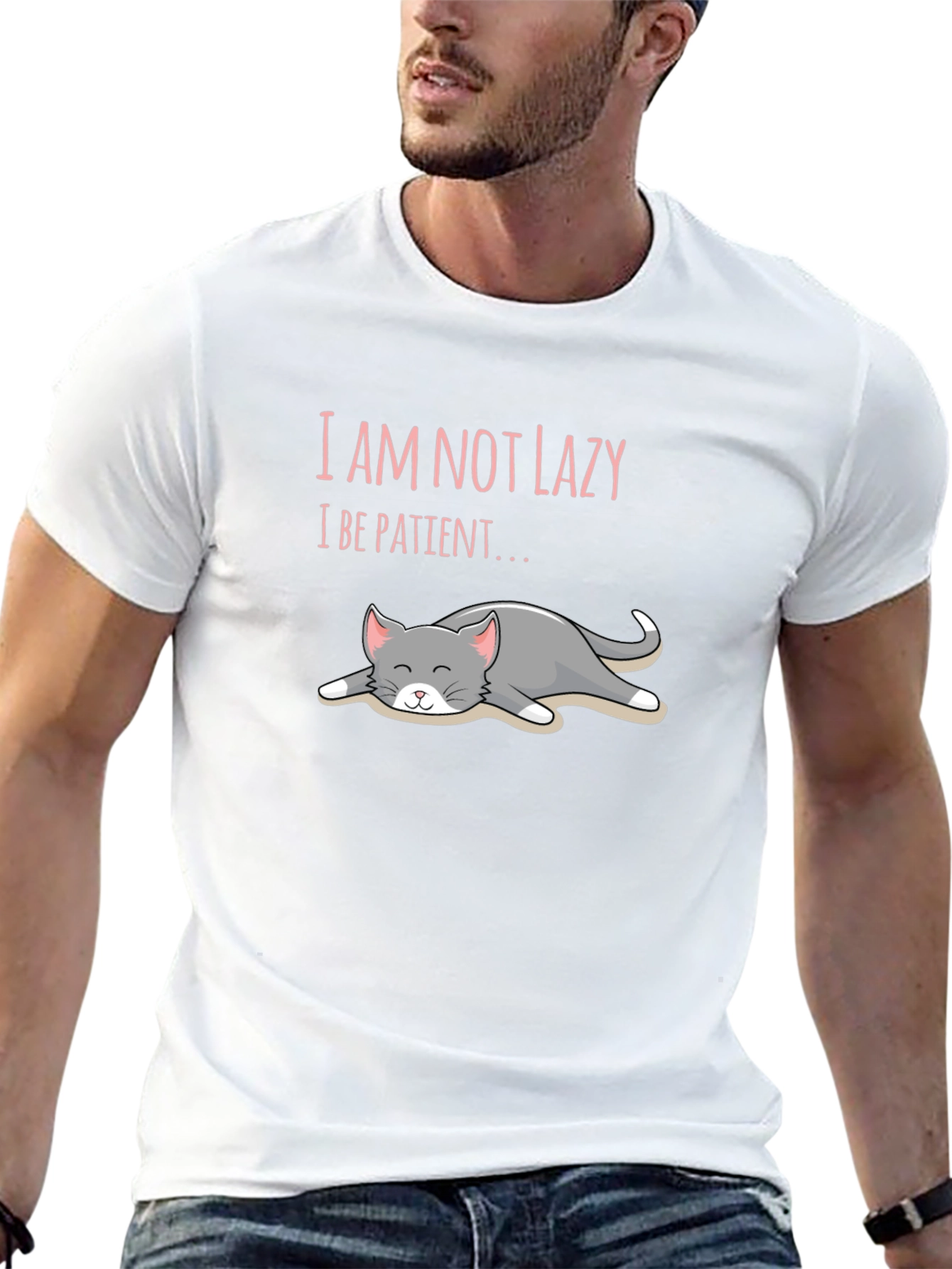 Black I'm Not Lazy, I'm Patient T-Shirt Cat Lover Unisex view 13