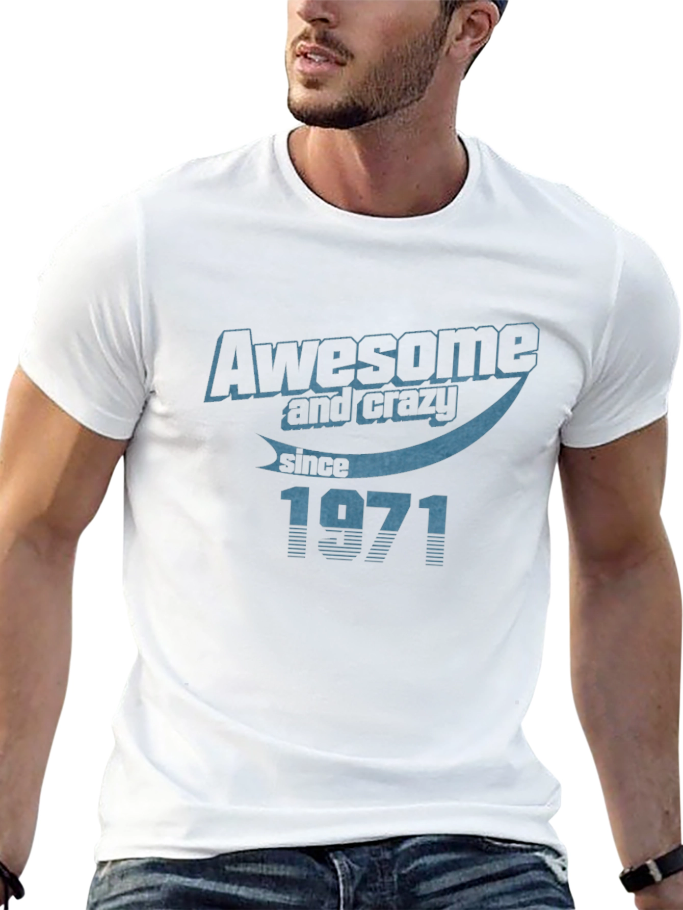 Black Awesome & Crazy Since 1971 Black T-Shirt view 13