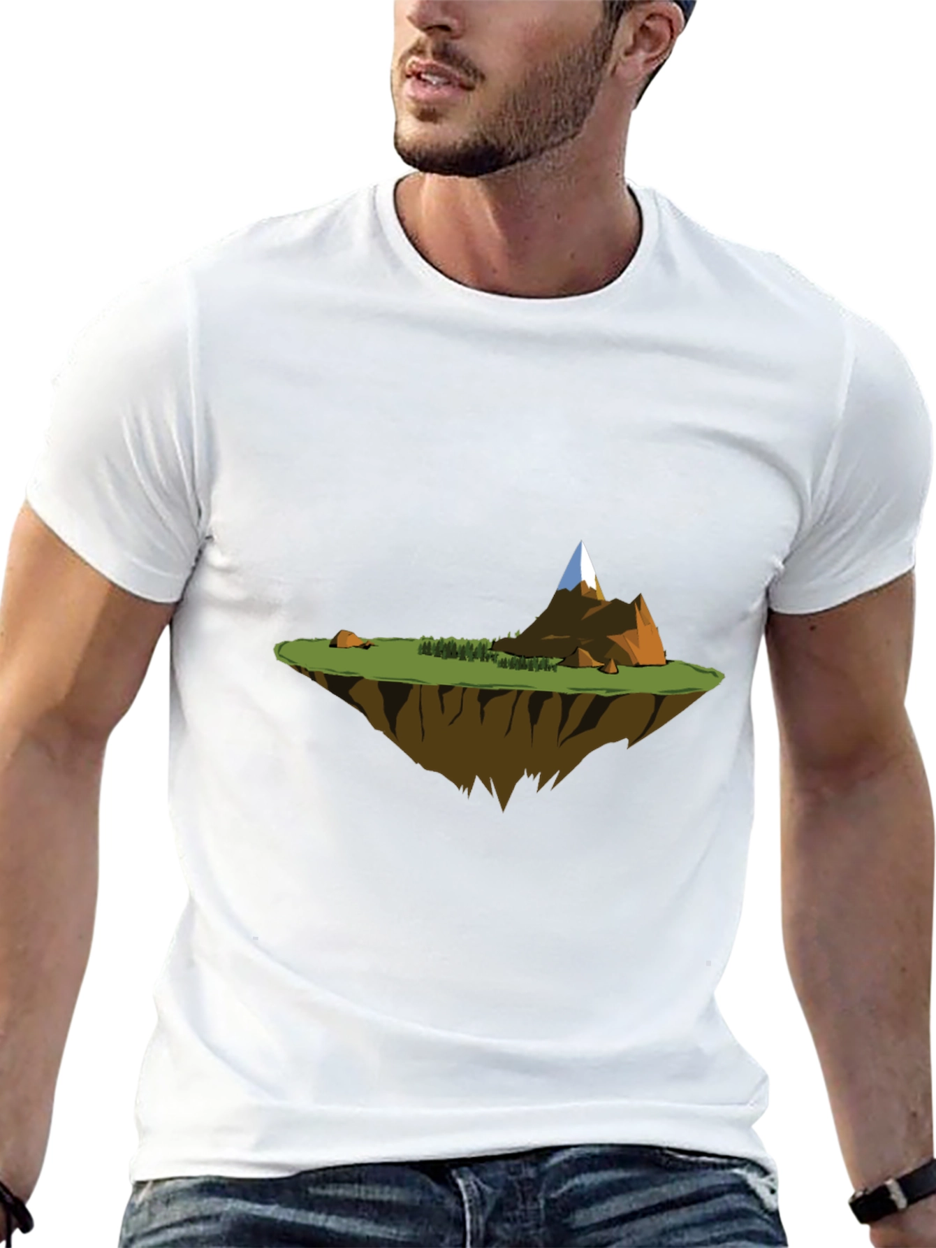 Black Floating Island Graphic Tee - Black Casual T-Shirt view 13