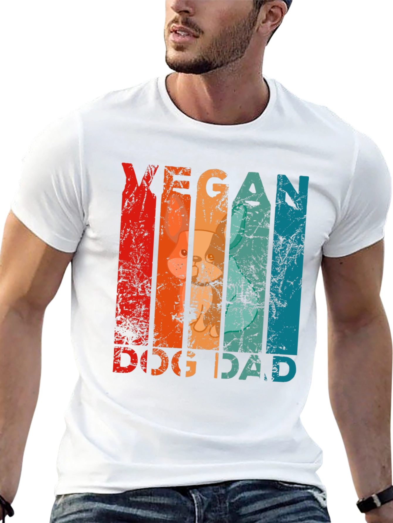 Black Vegan Dog Dad Graphic T-Shirt - Animal Lover Tee view 13