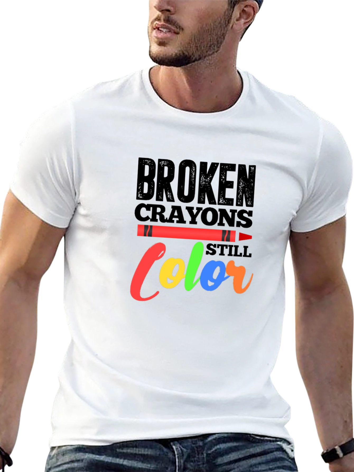 Black Broken Crayons Still Color Graphic Tee - Motivational Shirt view 13