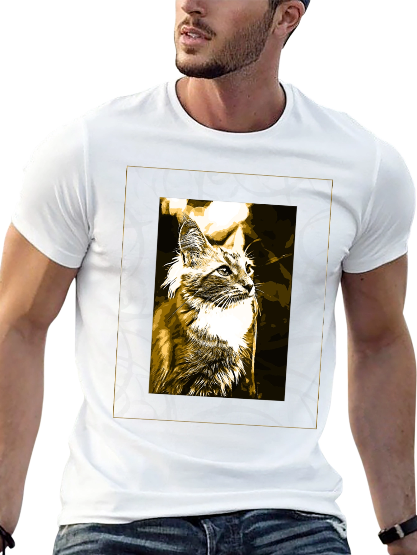 Black Cat Graphic Print Tee - Cool Black T-Shirt view 13