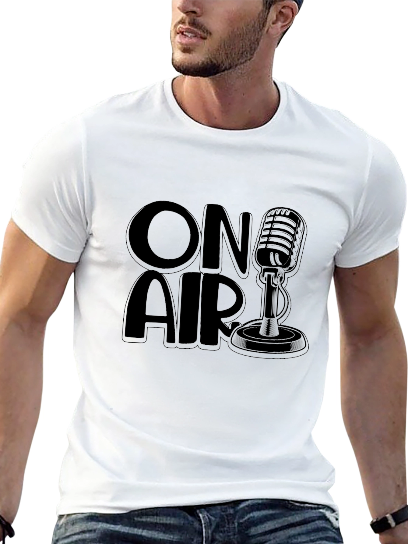 Black On Air Microphone Graphic Tee - Black view 13