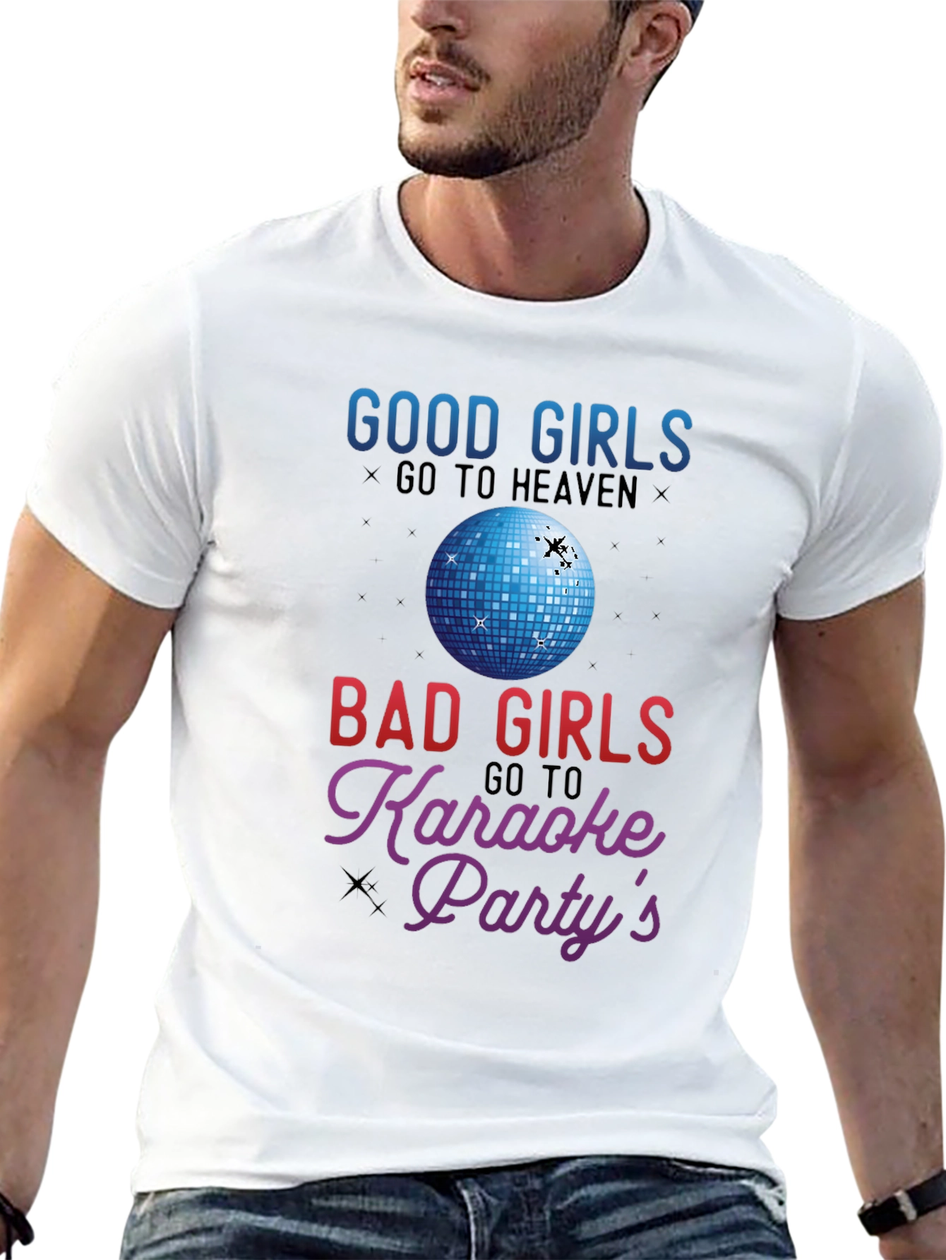 Black Good Girls Heaven Bad Girls Karaoke T-Shirt view 13