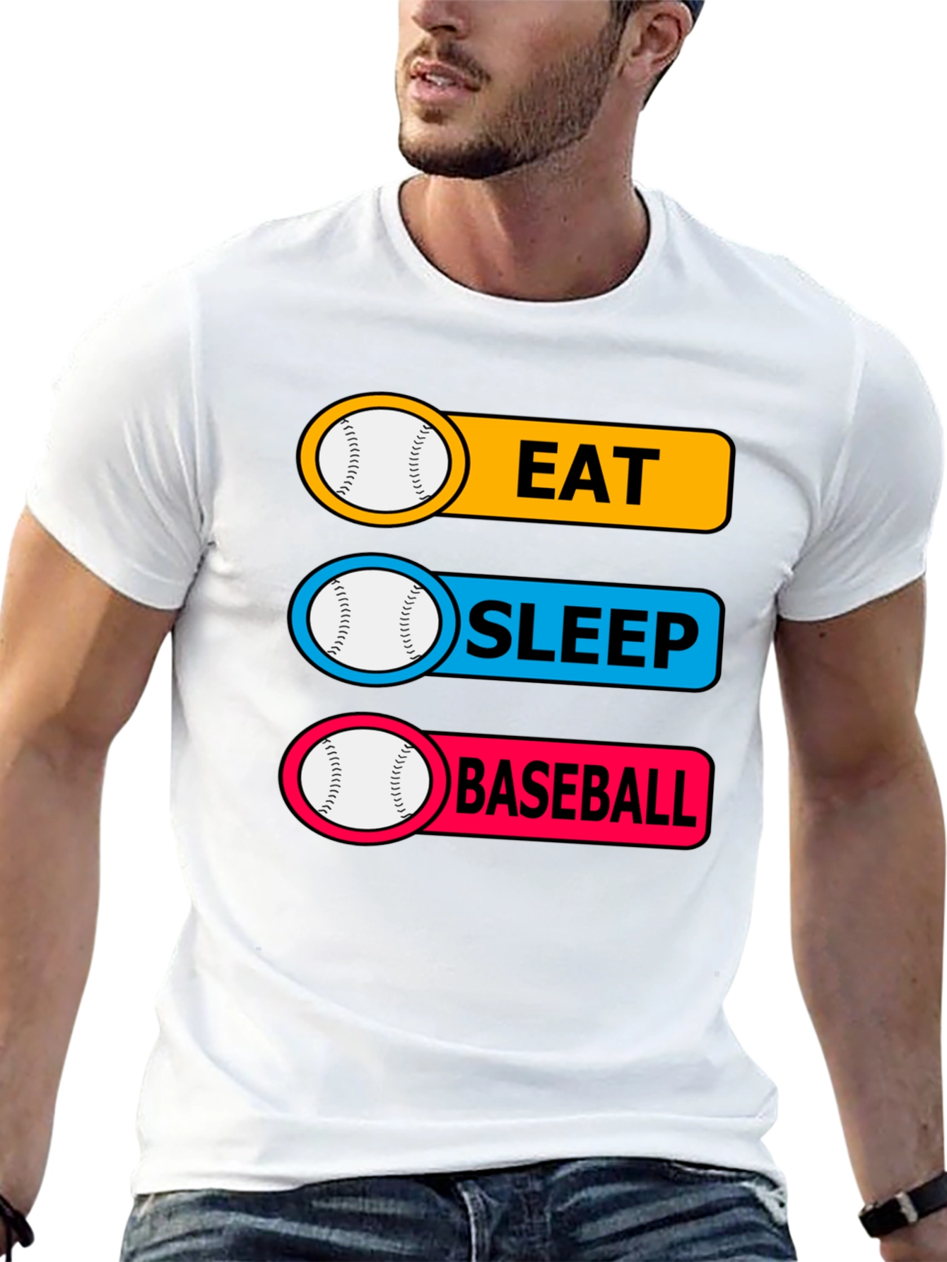 Black Eat Sleep Baseball T-Shirt Funny Sports Tee view 13