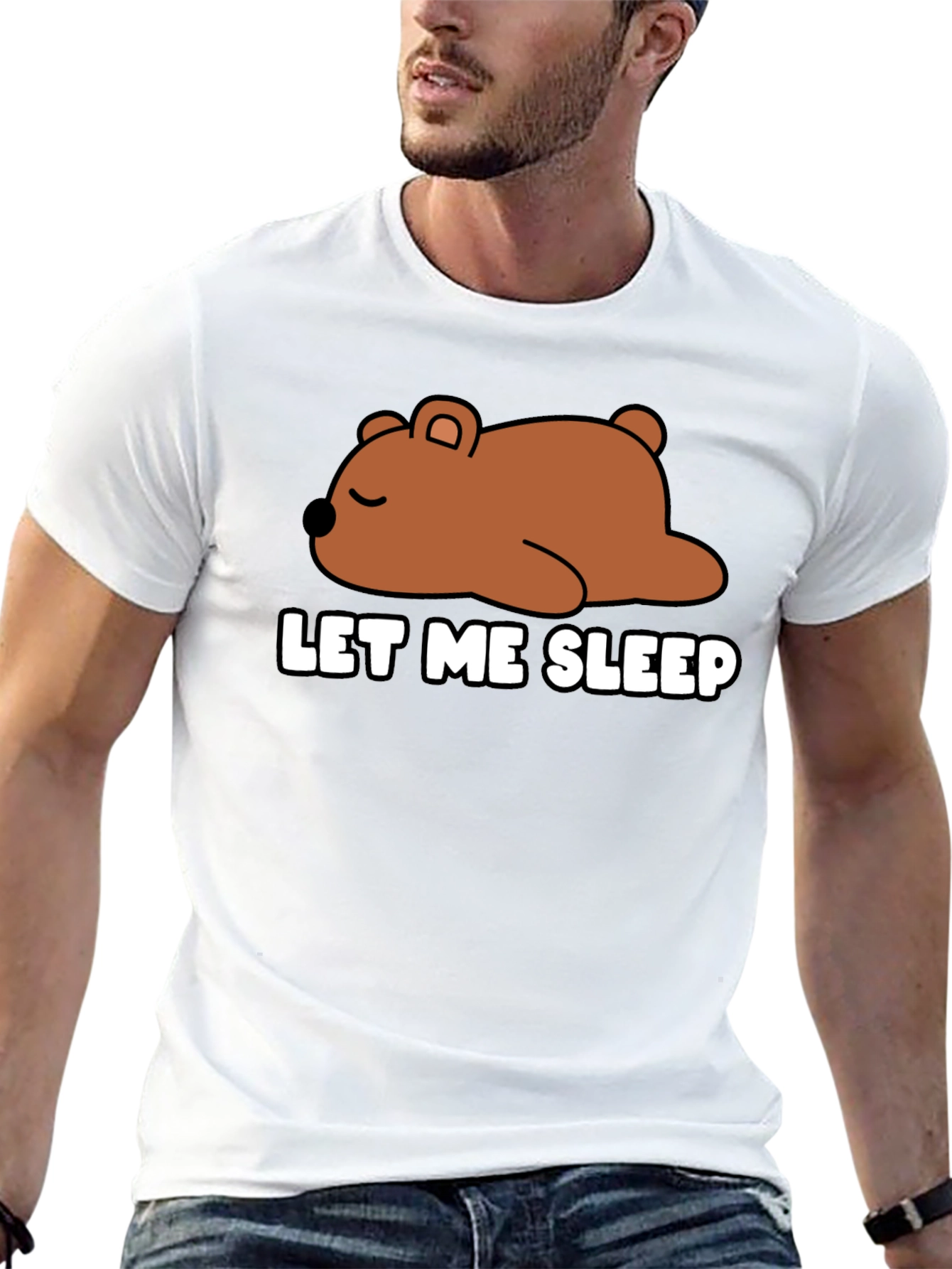 Black Let Me Sleep Bear Graphic T-Shirt - Unisex view 13