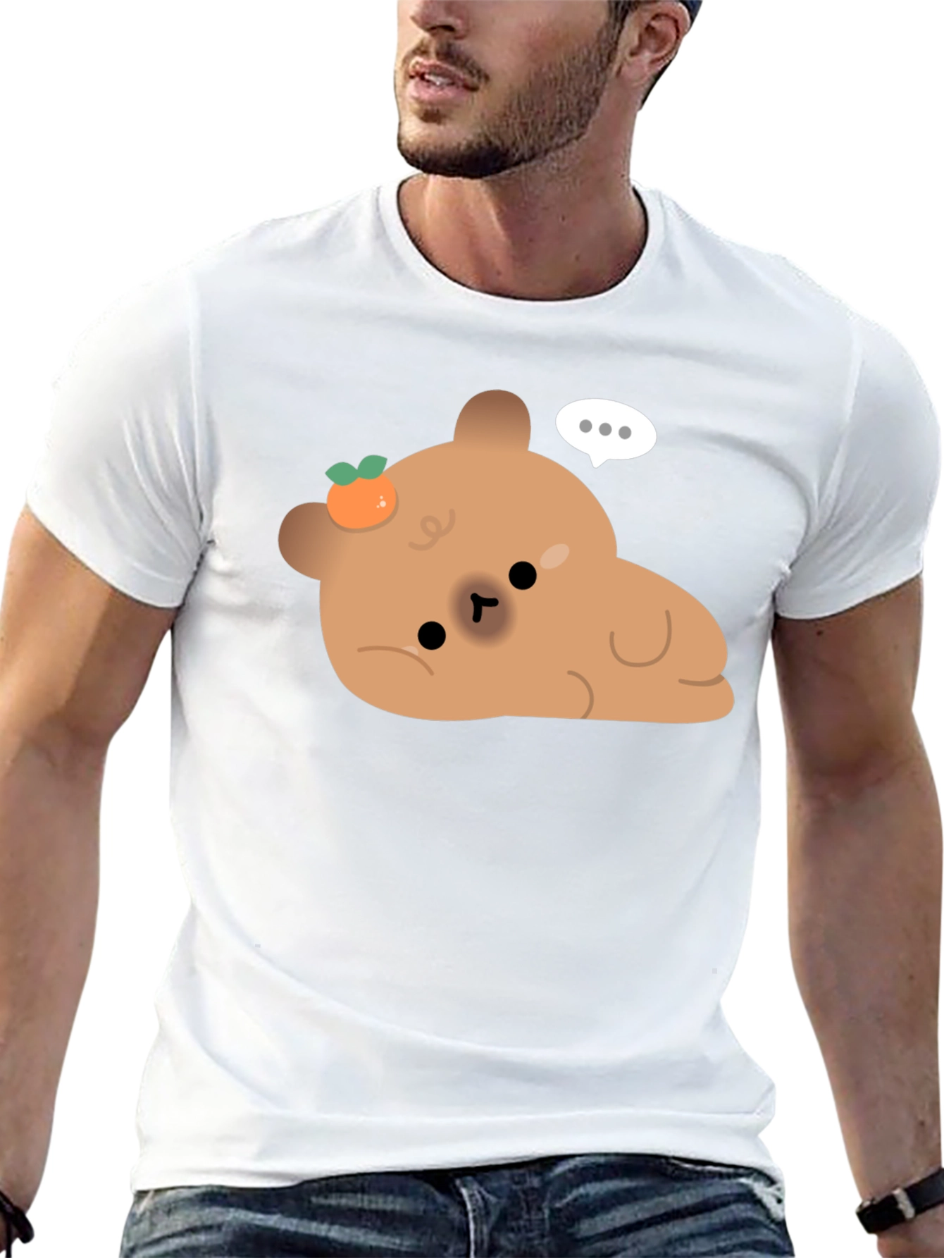 Black Cute Bear with Tangerine T-Shirt view 13