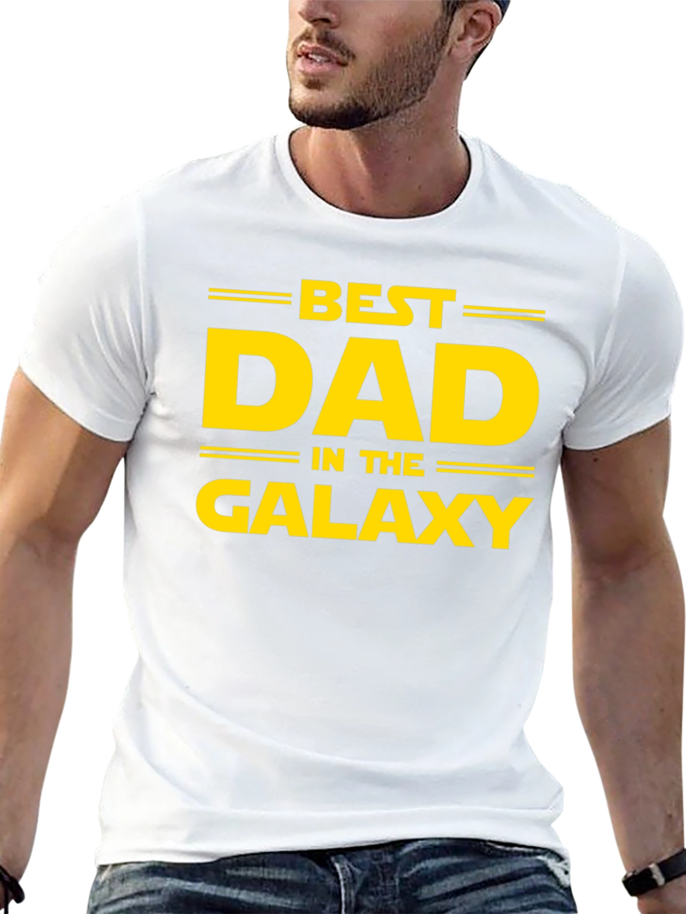 Black Best Dad in the Galaxy Black T-Shirt view 13