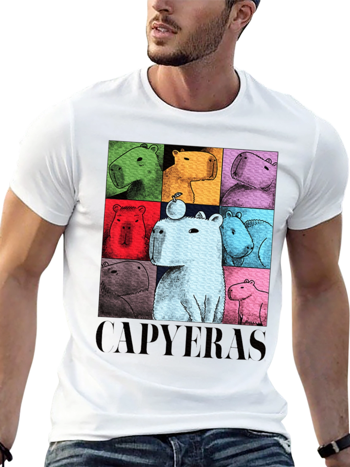 Black Capybara Pop Art Graphic Tee view 13