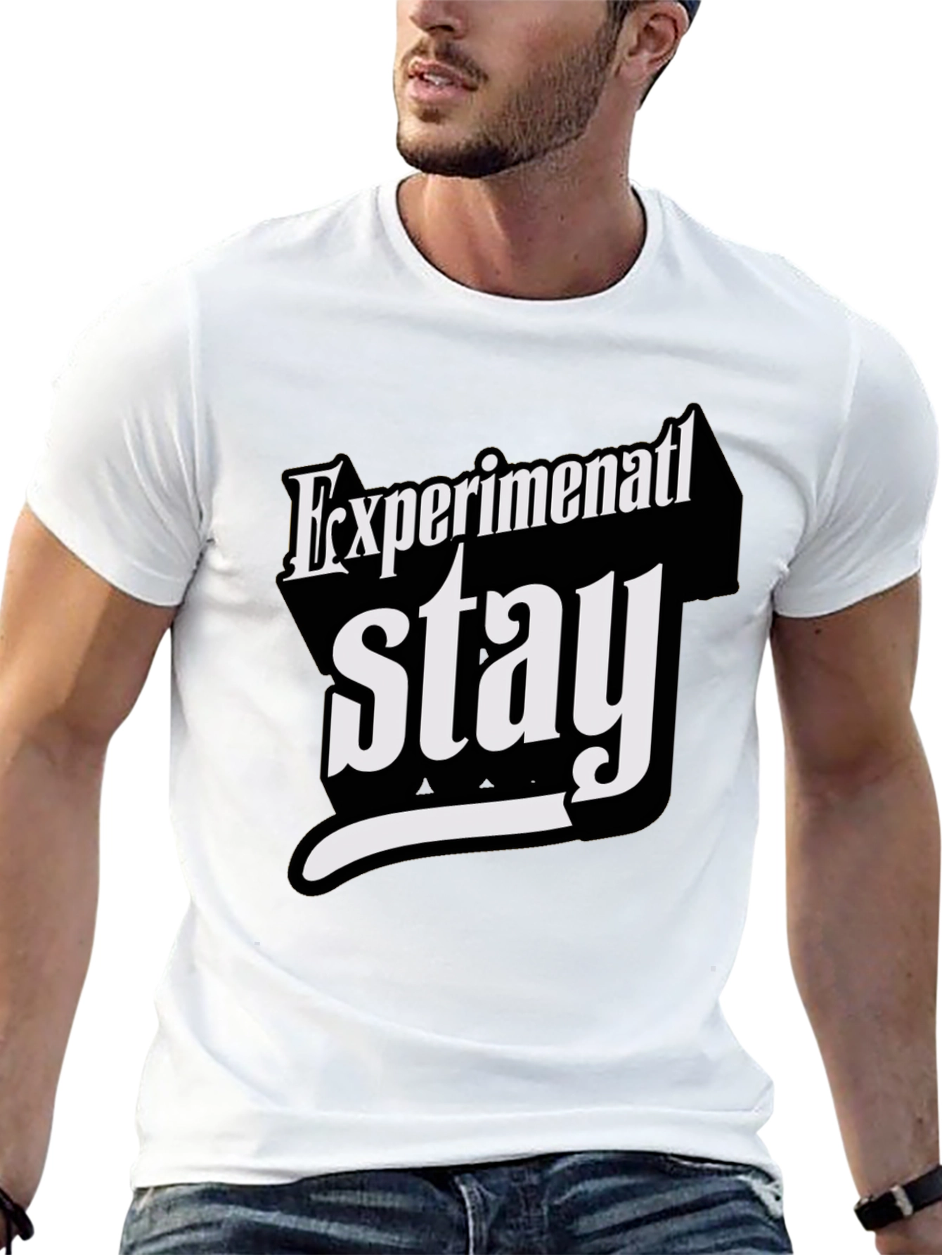 Black Experimental Stay T-Shirt - Bold Graphic Tee view 13