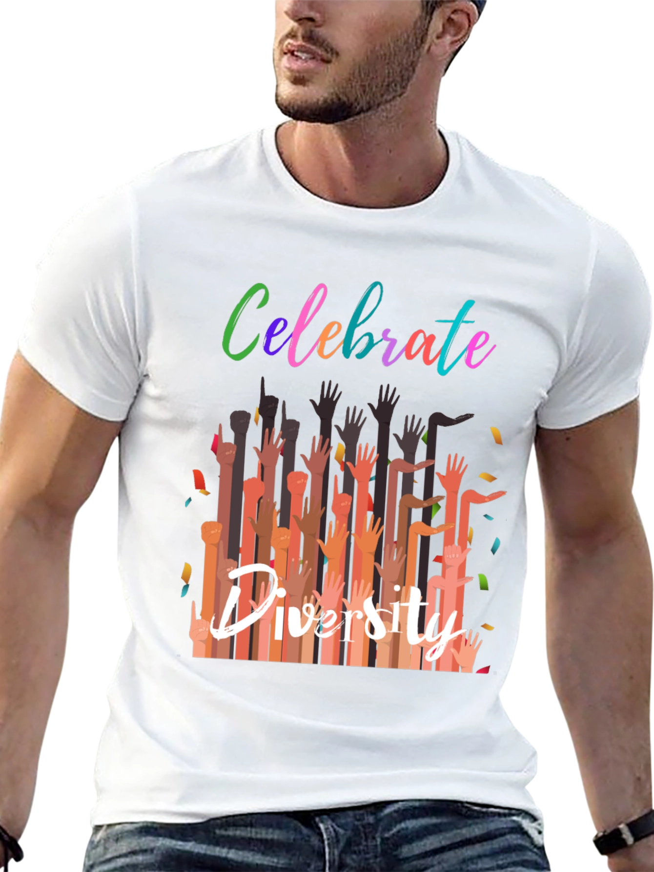 Black Celebrate Diversity Graphic Tee - Black Unisex T-Shirt view 13