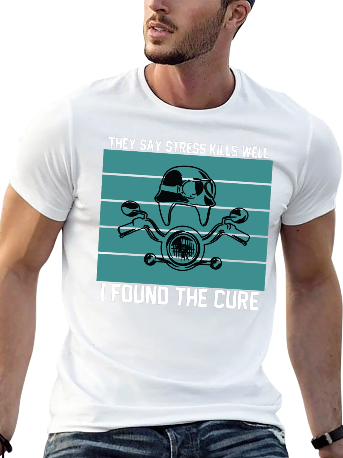 Black Stress Kills Cure Motorcycle T-Shirt view 13