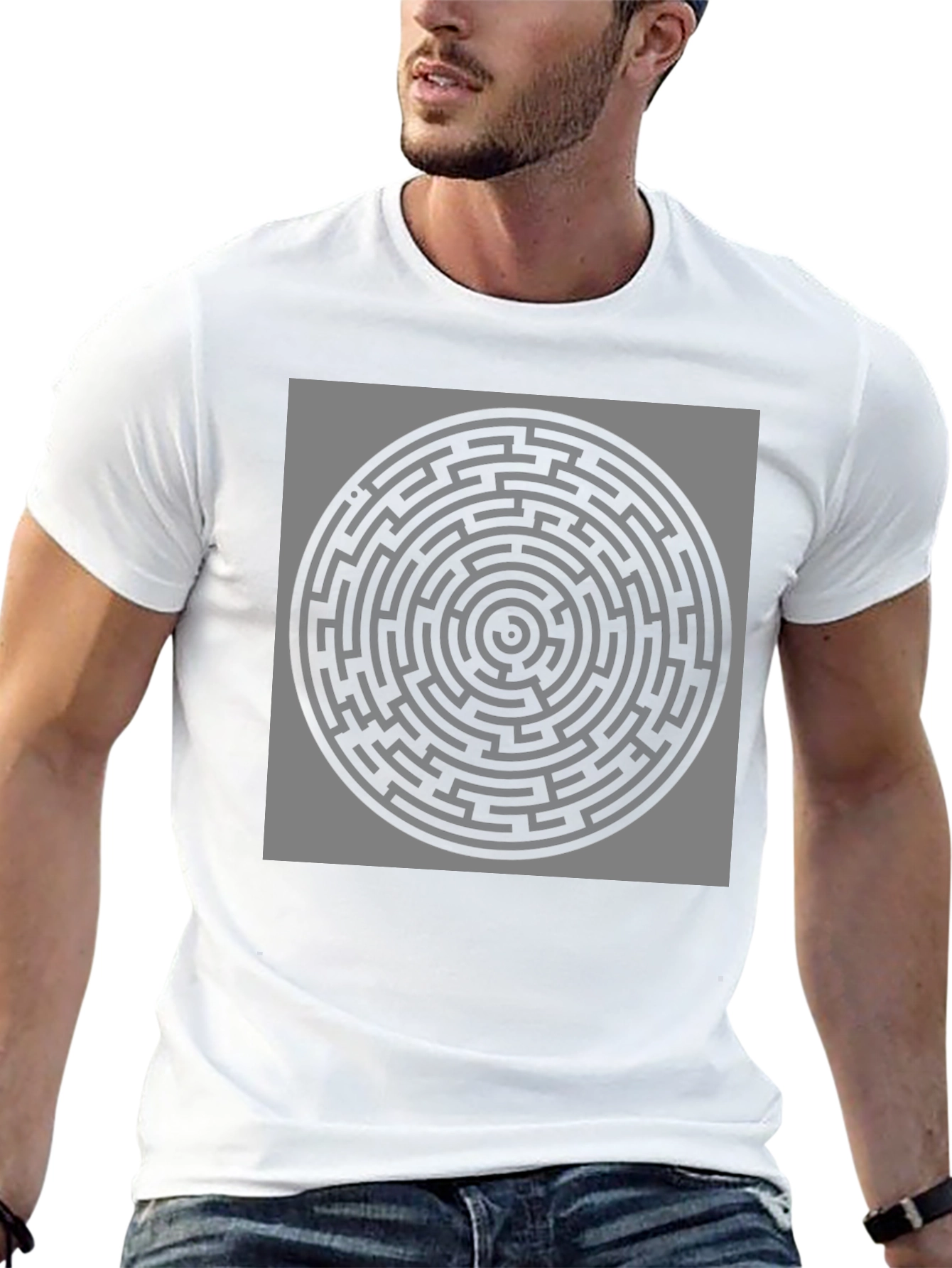 Black Circular Maze Graphic T-Shirt - Black view 13