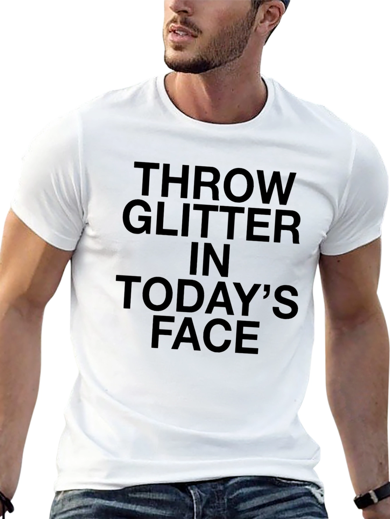 Black Throw Glitter in Today's Face Graphic Tee view 13