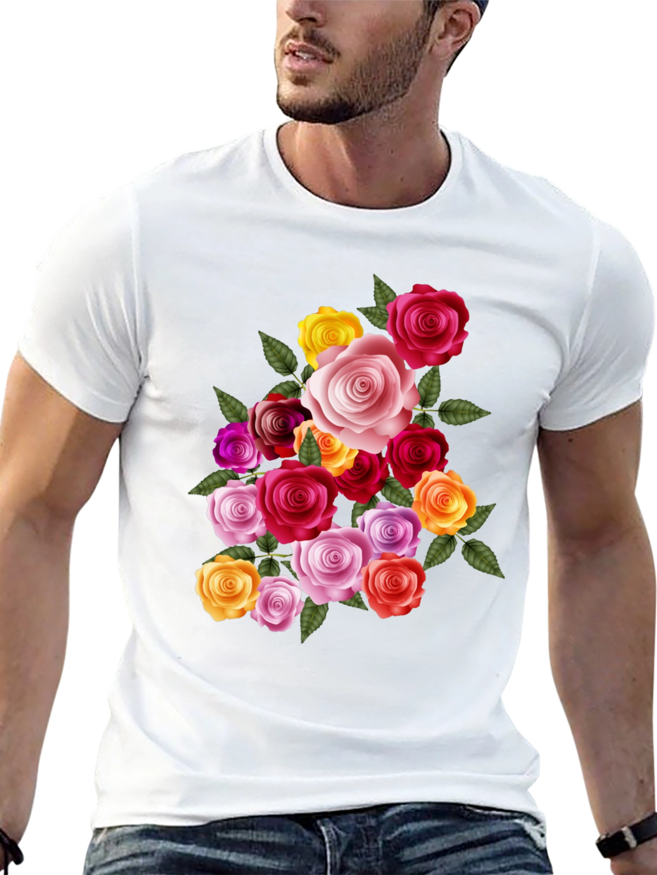 Black Floral Rose Bouquet Graphic Tee - Black view 13