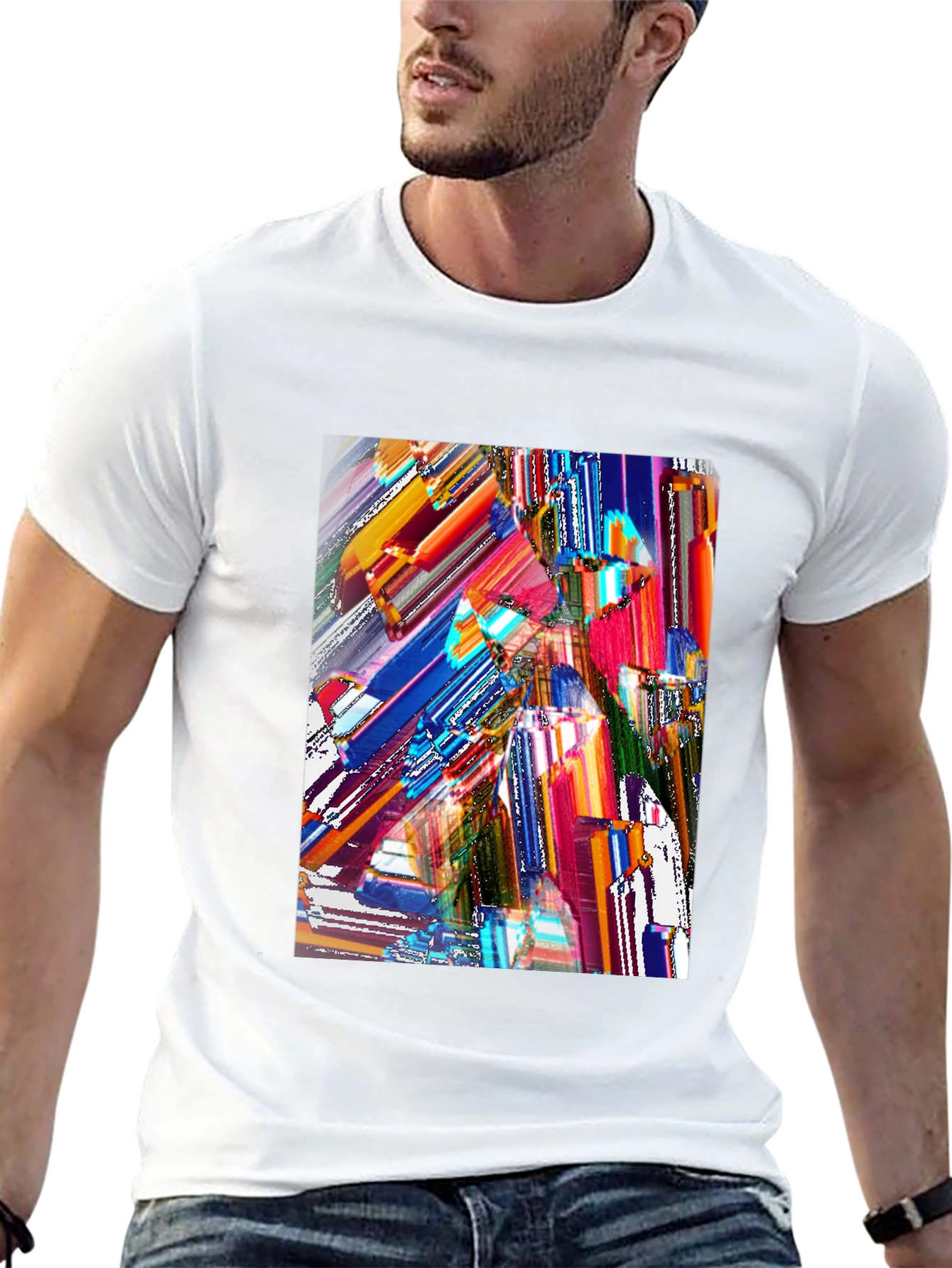 Black Abstract Art Graphic Print Black T-Shirt view 13