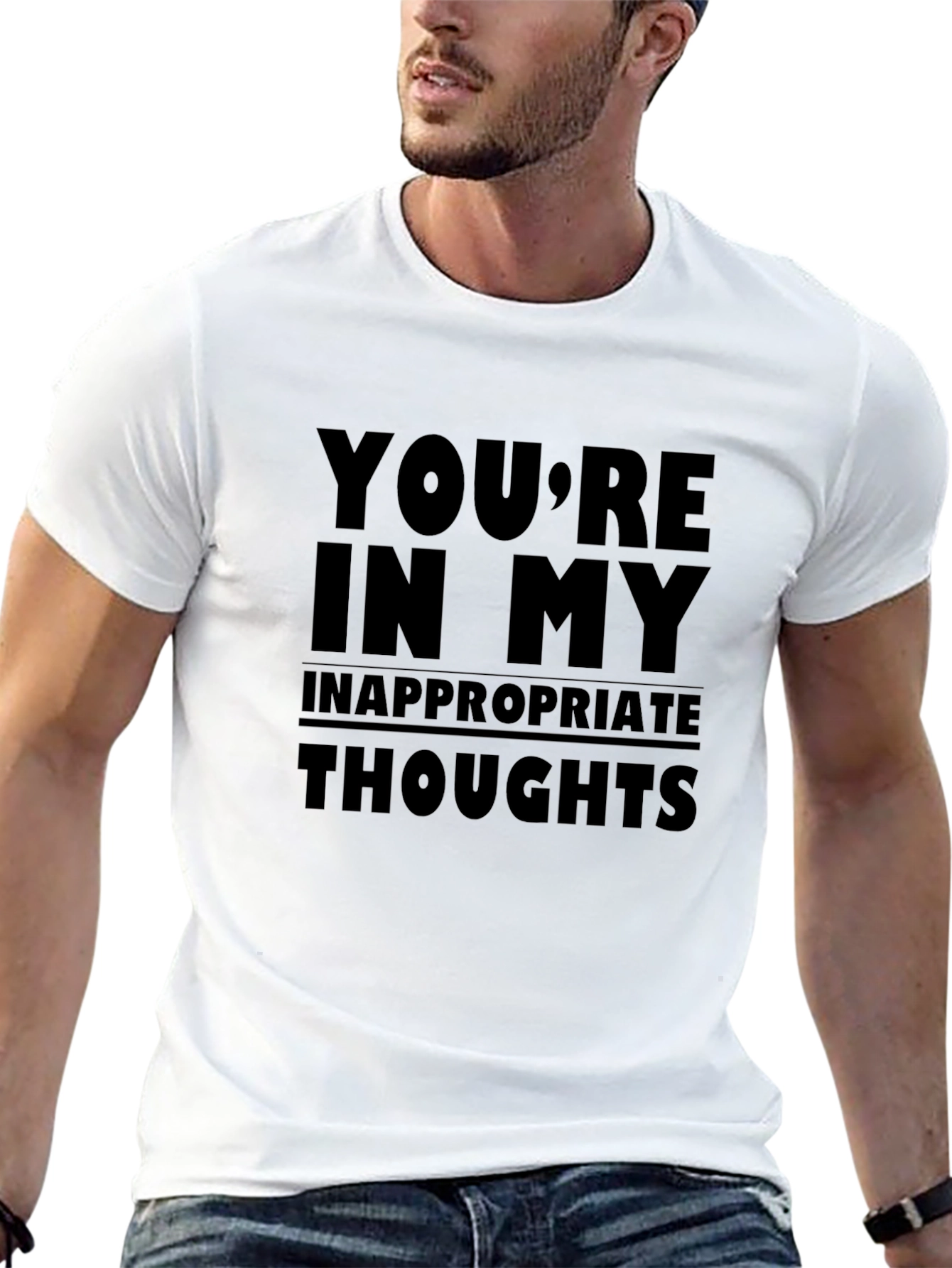 Black Inappropriate Thoughts Graphic Tee - Black view 13