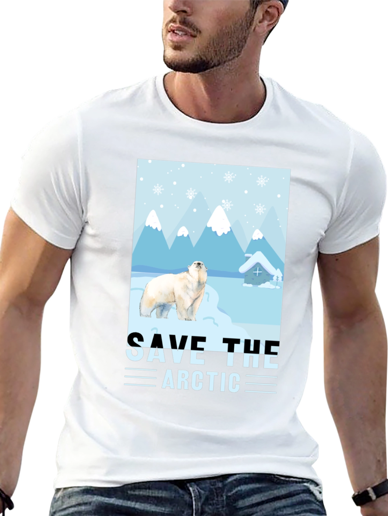 Black Save the Arctic Polar Bear Graphic T-Shirt view 13