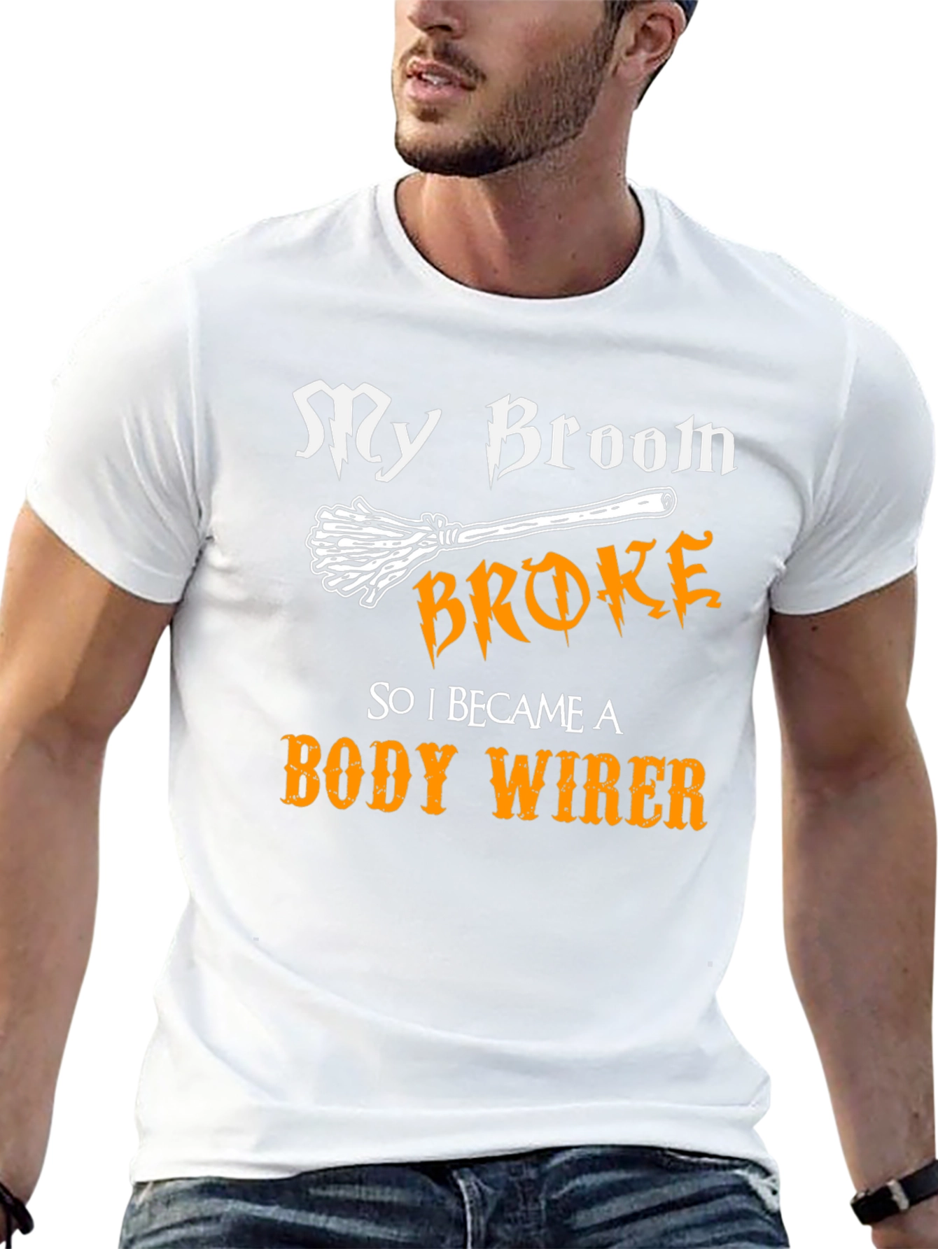 Black My Broom Broke - Body Wirer Black T-Shirt view 13